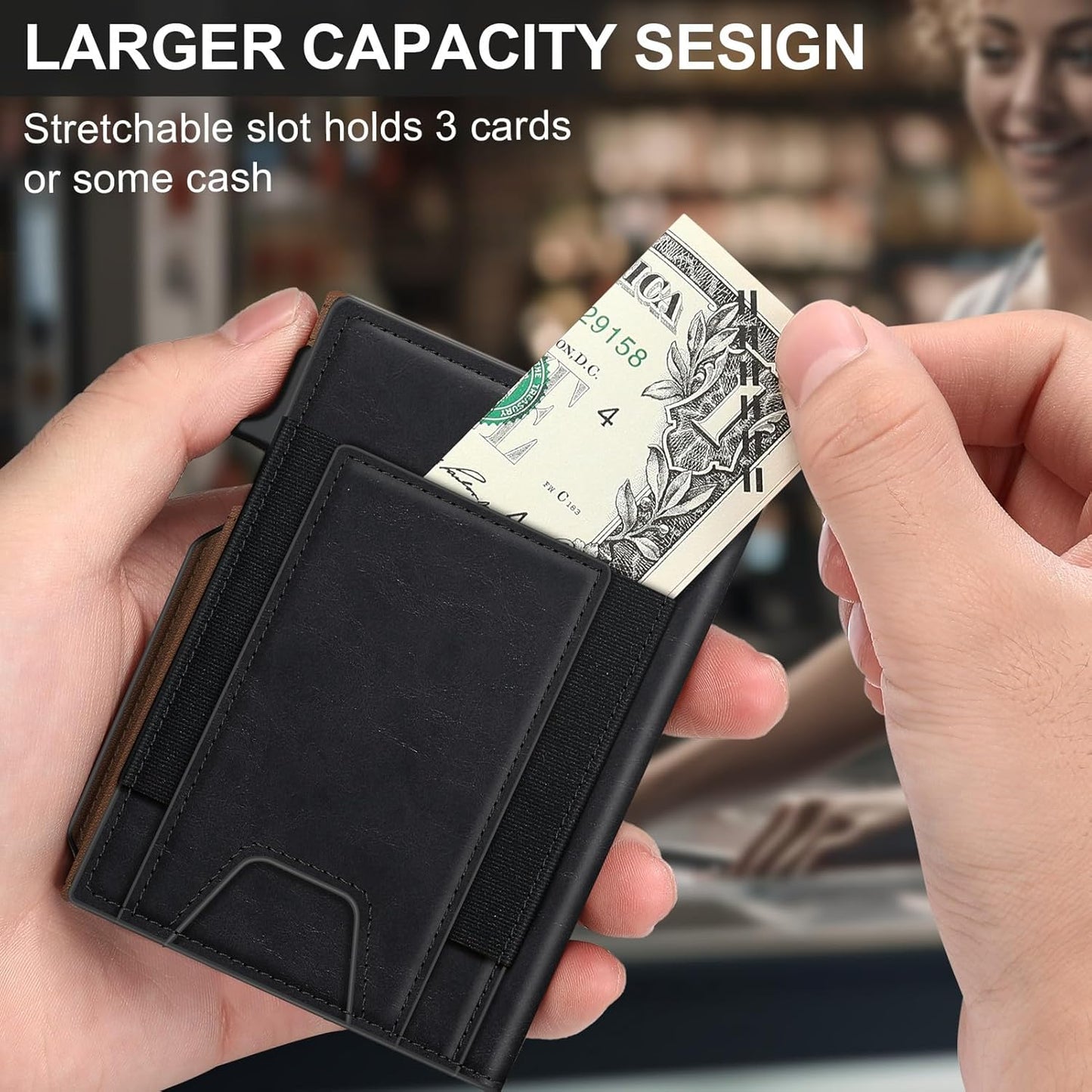 Wallet for Men Wallet with Slim Pop Up Card Holder 9-13 Cards, Bifold Minimalist Smart Wallet RFID Blocking Credit Card Holder with ID Window & Stretchable Cash Slot Compact Metal Aluminum Card Case