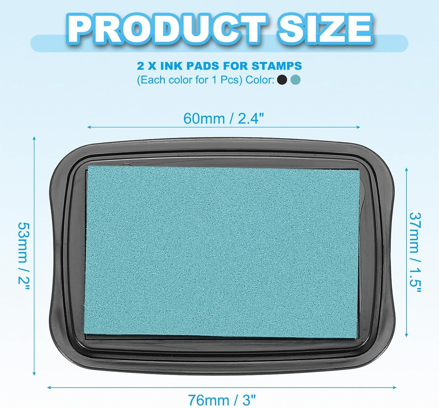PATIKIL 3"x2" Large Stamp Pad, 2Pcs Washable Craft Ink Pad for Rubber Stamp Card Making Stamping Scrapbook Fingerprint Handprint, Light Blue/Black