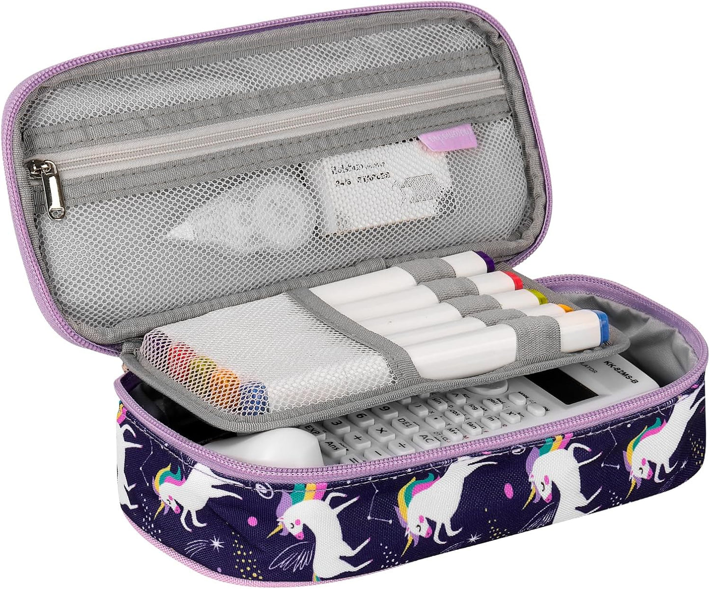 Choco Mocha Unicorn Pencil Case for Girls, Soft Pencil Case Kids Pencils Pouch for Kindergarten Girls, Purple