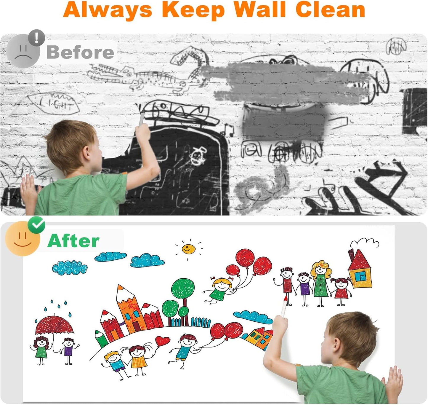 Nortix White Board Wallpaper, Whiteboard Contact Paper, 3 ft x 4 ft Super Sticky Whiteboard Sticker Wall Decal on Wall, Table, Doors, No Ghosting, 1 Piece (3x4ft)