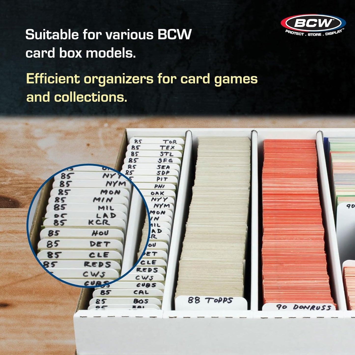 BCW Tall Trading Card Dividers - 50 ct | Archival Quality, Write-On Index Tab, 3 11/16 X 2 11/16 Inches | Fits Vault, Super Vault, QuickFold, Shoe, and Super Shoebox Boxes | Card Organizer Dividers