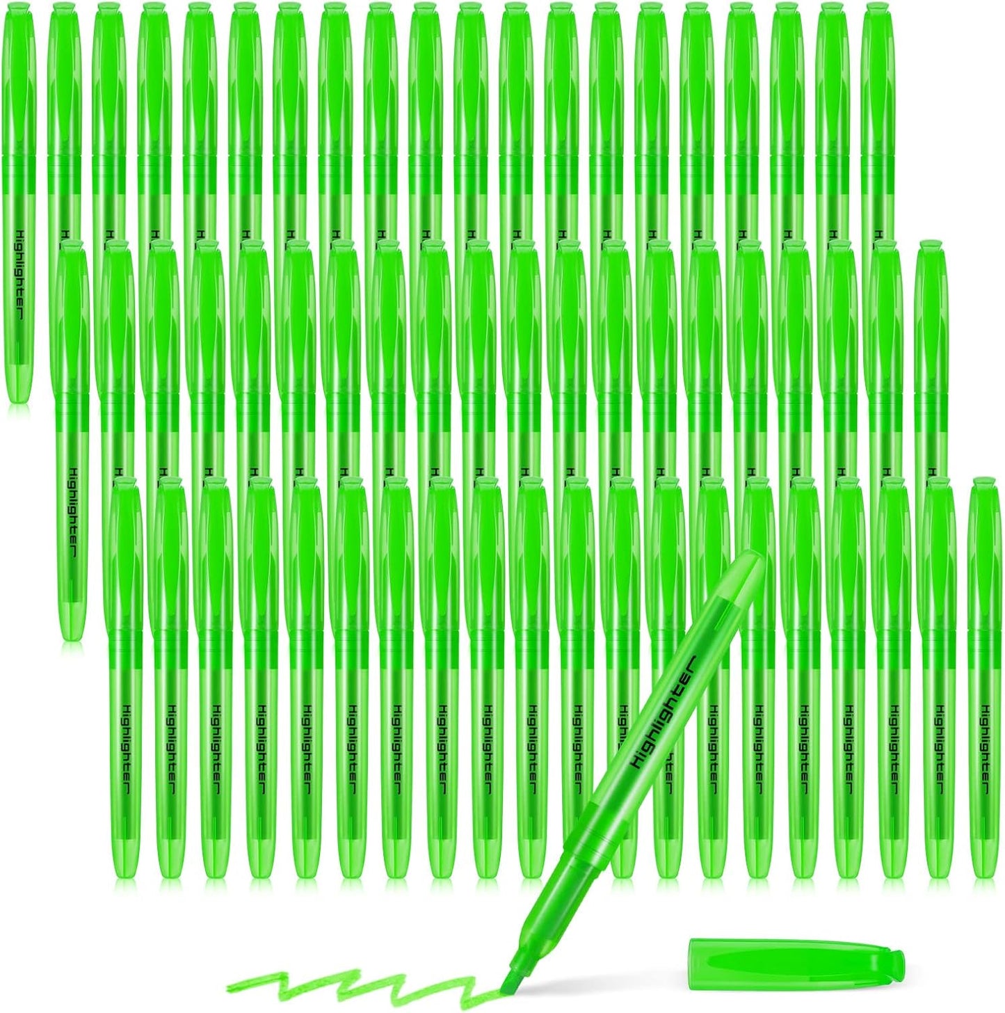 Fuutreo 60 Pack Pastel Highlighters Bulk Bright Color Highlighter Marker Chisel Tip Dry Quickly Safe Highlighter Pens Fluorescent Ink for Adults Home School Office(Green)