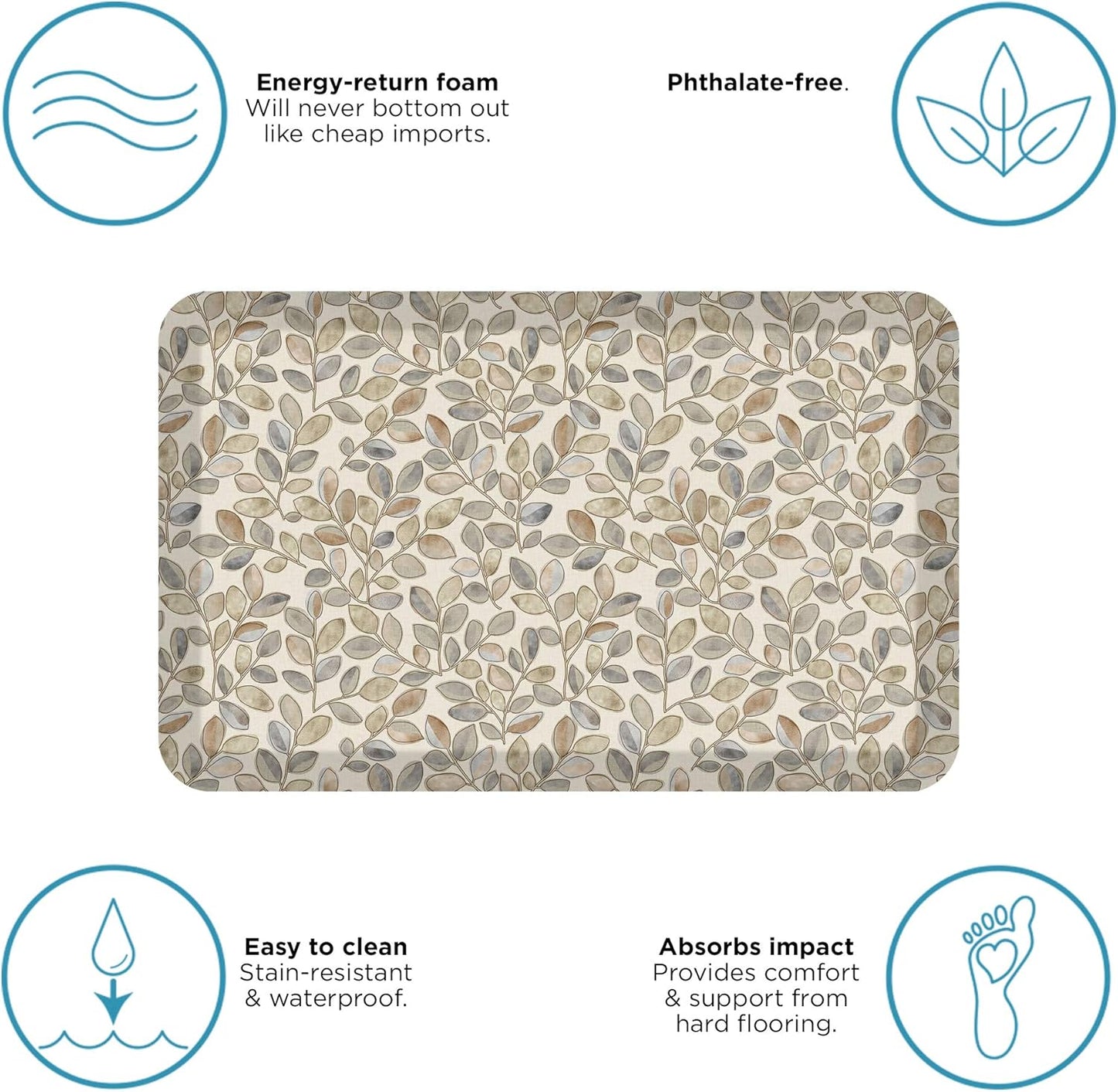GelPro Designer Comfort 3/4" Thick Ergo-Foam Anti-Fatigue Kitchen Floor Mat, 20"x32", Orchard Almond