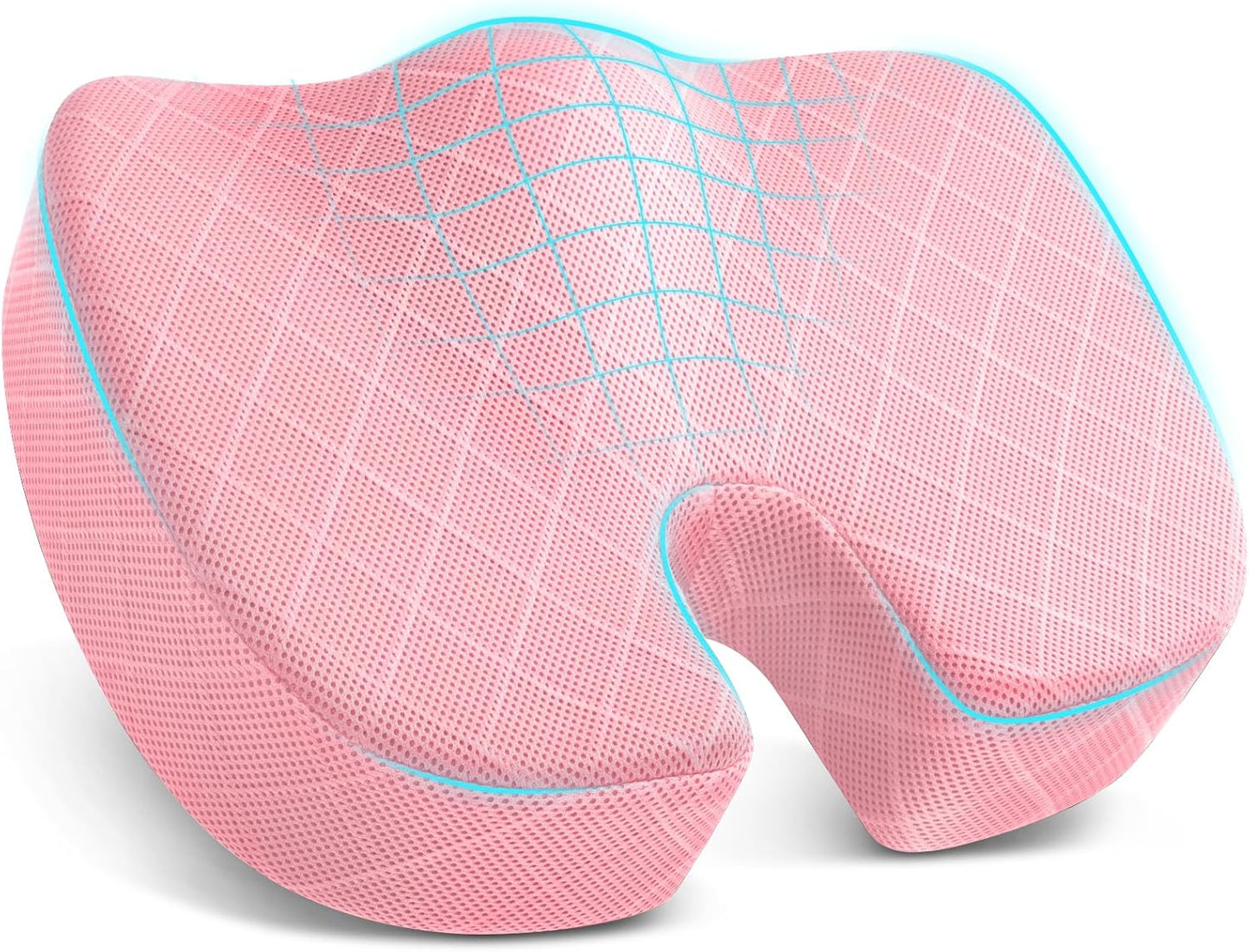 TushGuard Office/Car Seat Cushion, Non-Slip Sciatica & Back Coccyx Tailbone Pain Relief Chair Pad, Memory Foam Butt Pillow for Computer Desk, Wheelchair, Driving (Pink)