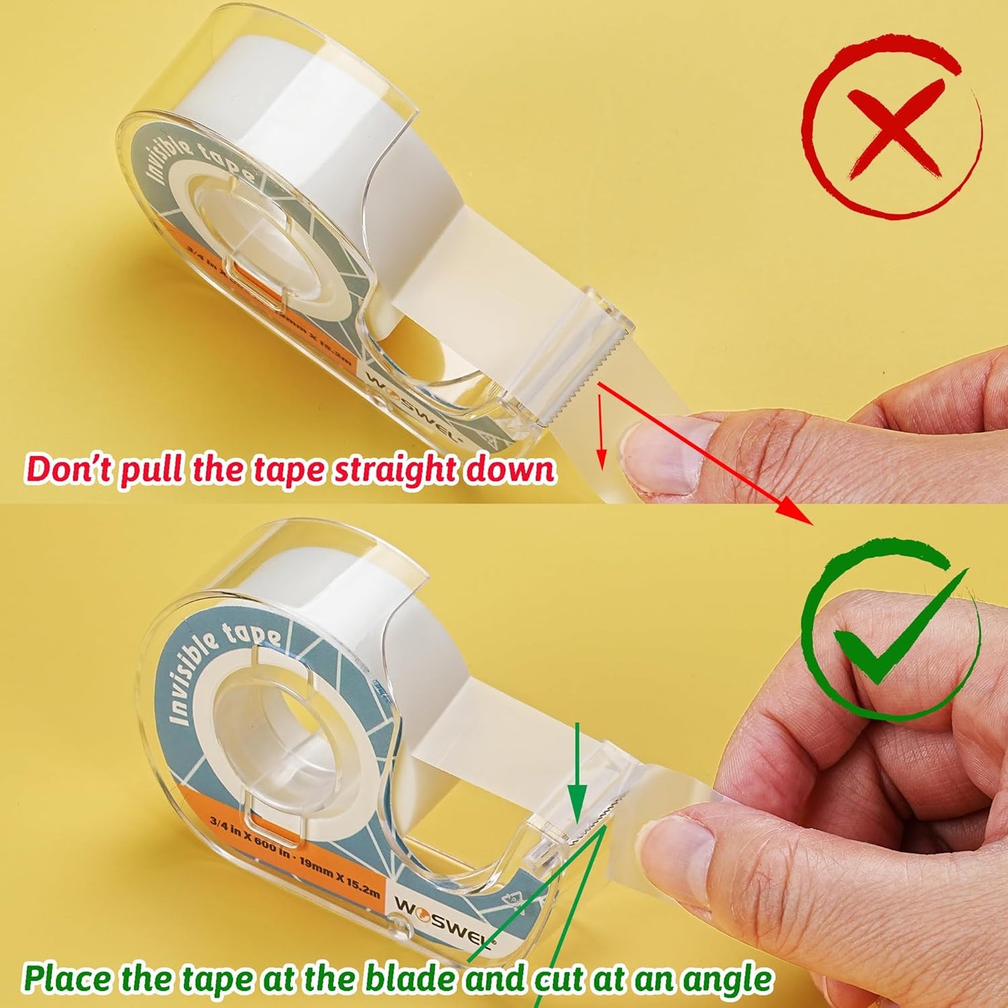 Tape Refills with Dispenser, 24 Roll Invisible Tapes, 3/4 Inch X 600 in, Gift Wrapping Tapes Back to School Supplier for Home School Office Use