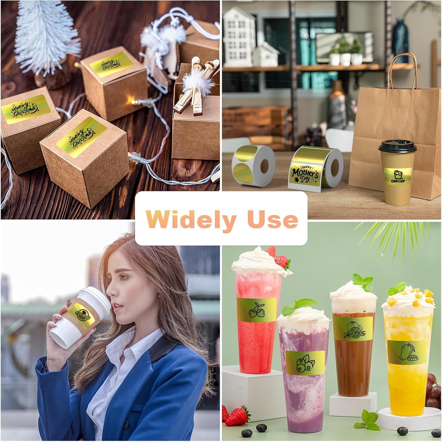 RBHK Holographic Thermal Labels - 500pcs 2.25"x1.25" Thermal Printer Labels, Waterproof Thermal Printer Stickers for Logo Design, Name Price Tag, Address, QR Code, Thanks Card, 500 Labels/Roll