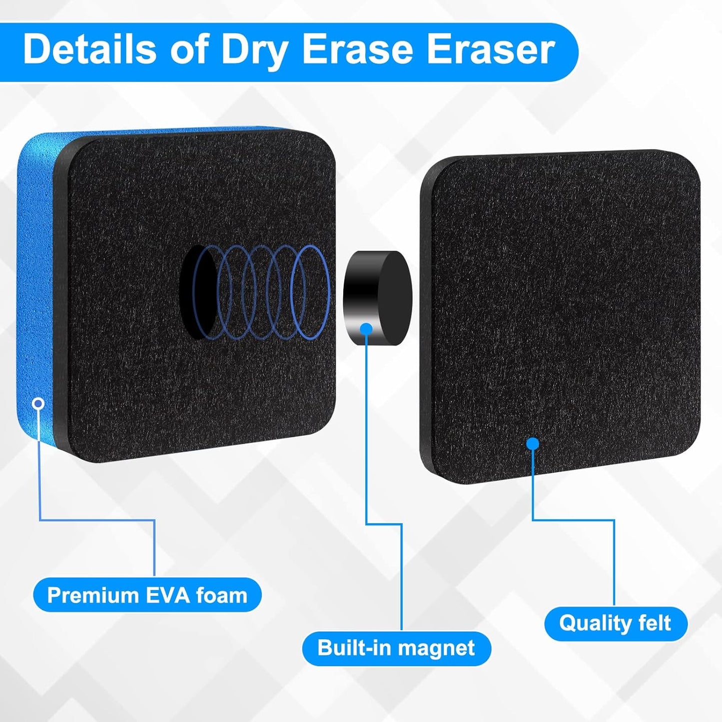 200 Pack Dry Erase Erasers, Mini Magnetic Dry Erase Eraser Bulk, Square 6 Colors White Board Dry Erasers, Ideal Chalkboard Cleansers, Perfect for Kids Classroom, Home and Office (1.97 x 1.97 Inch)