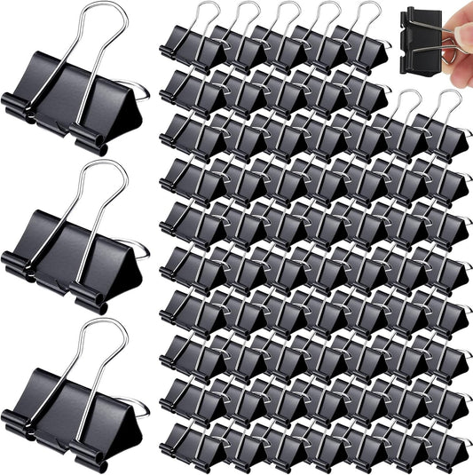Yexiya 600 Pcs Medium Binder Clips Paper Clips Office Supplies Paper Clamps for Teachers Students School Office Business Paperwork Supplies (Black, 1.25 Inch)