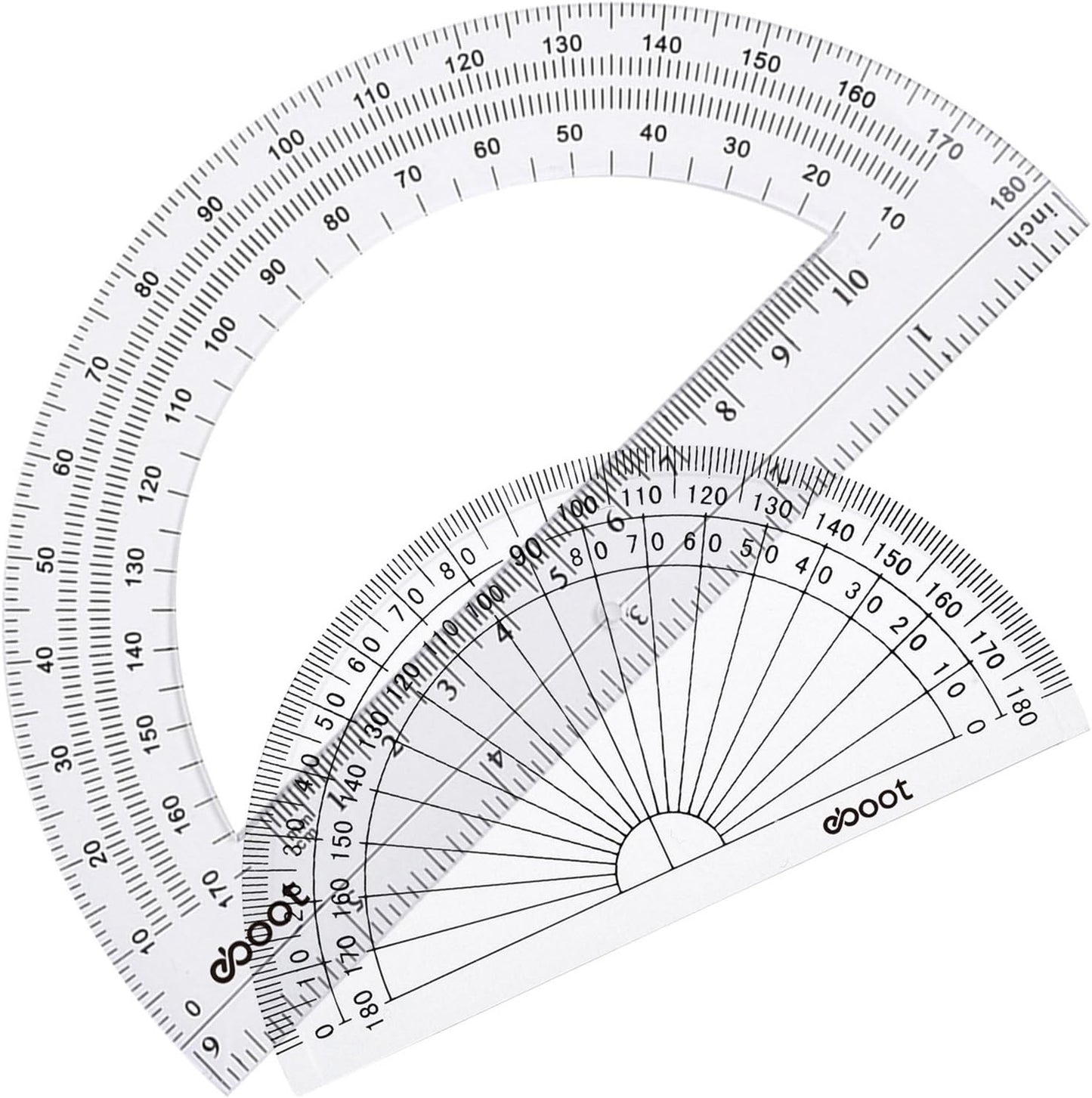 EBOOT 2 Pcs Plastic Protractor Clear 180 Degrees Transparent Protractor for Geometry, 4 Inch and 6 Inch