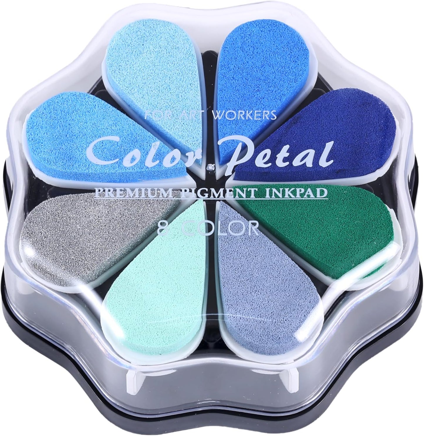 YPSelected 8 Assorted Multi Colours Waterdrop Shaped Craft Rubber Stamps Petal Ink Pads for Paper Wood Fabric (Set 1021)