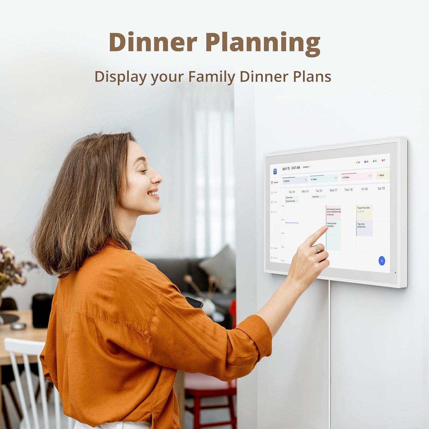 Dragon Touch 21.5" Digital Calendar Chore Chart – 1080P Full HD Interactive Touchscreen, Smart Family Planner, Hearth Display Digital Wall Calendar & Desk Mountable for Seamless Scheduling