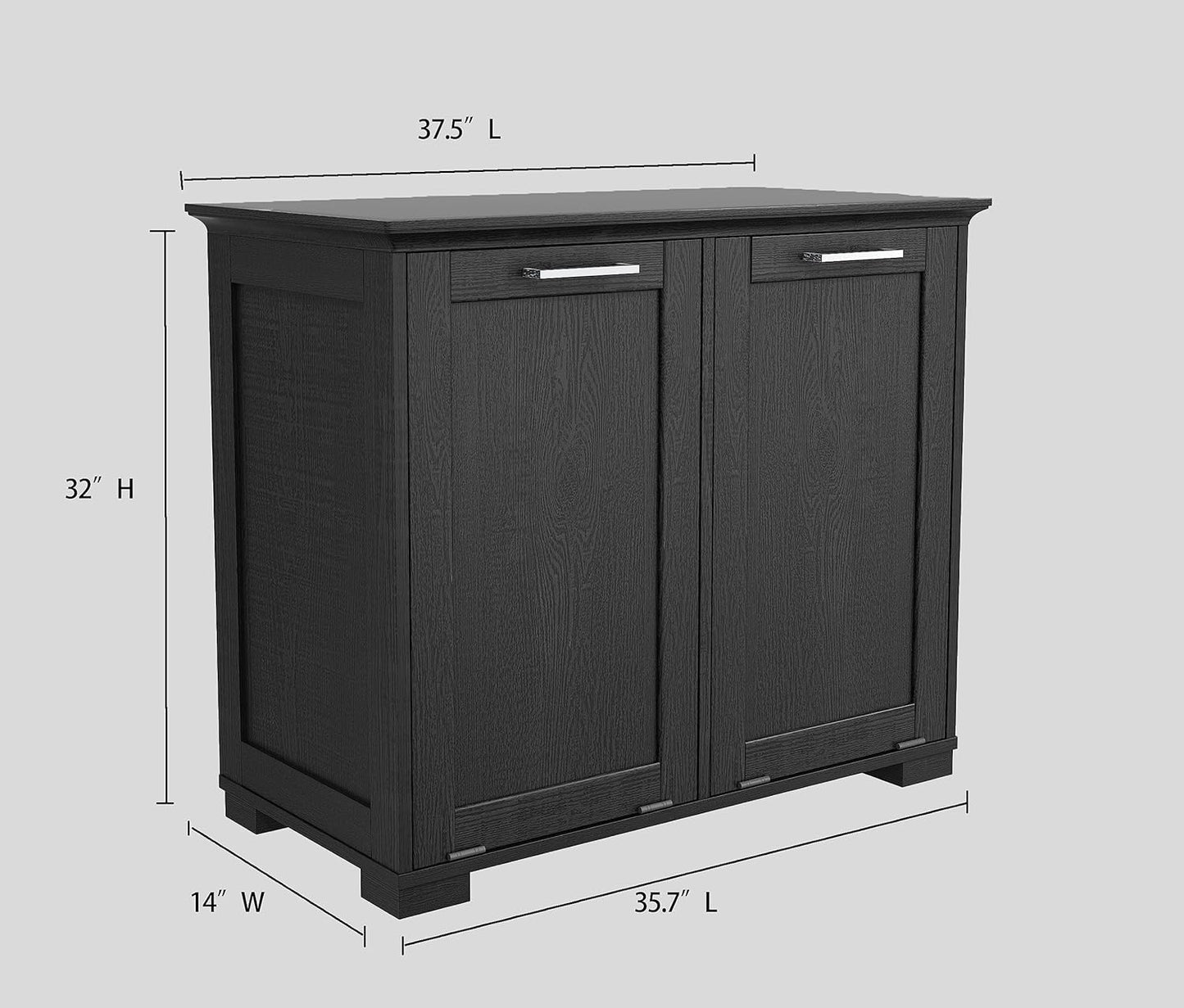 OLD CAPTAIN Double Tilt Out Trash Cabinet, Wooden Kitchen Garbage Can Free Standing Holder, Black Finish