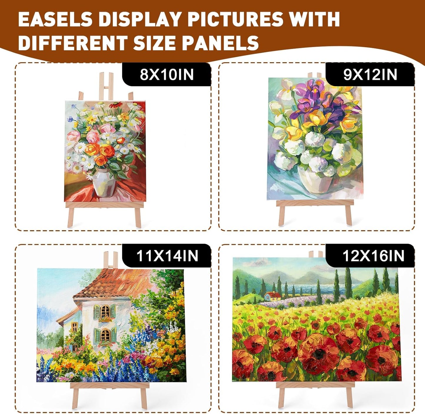 3 Pack 15 Inch Wood Easels, Easel Stand for Painting Canvases, Art, and Crafts, Tripod, Painting Party Easel, Kids Student Tabletop Easels for Painting, Portable Canvas Photo Picture Sign Holder