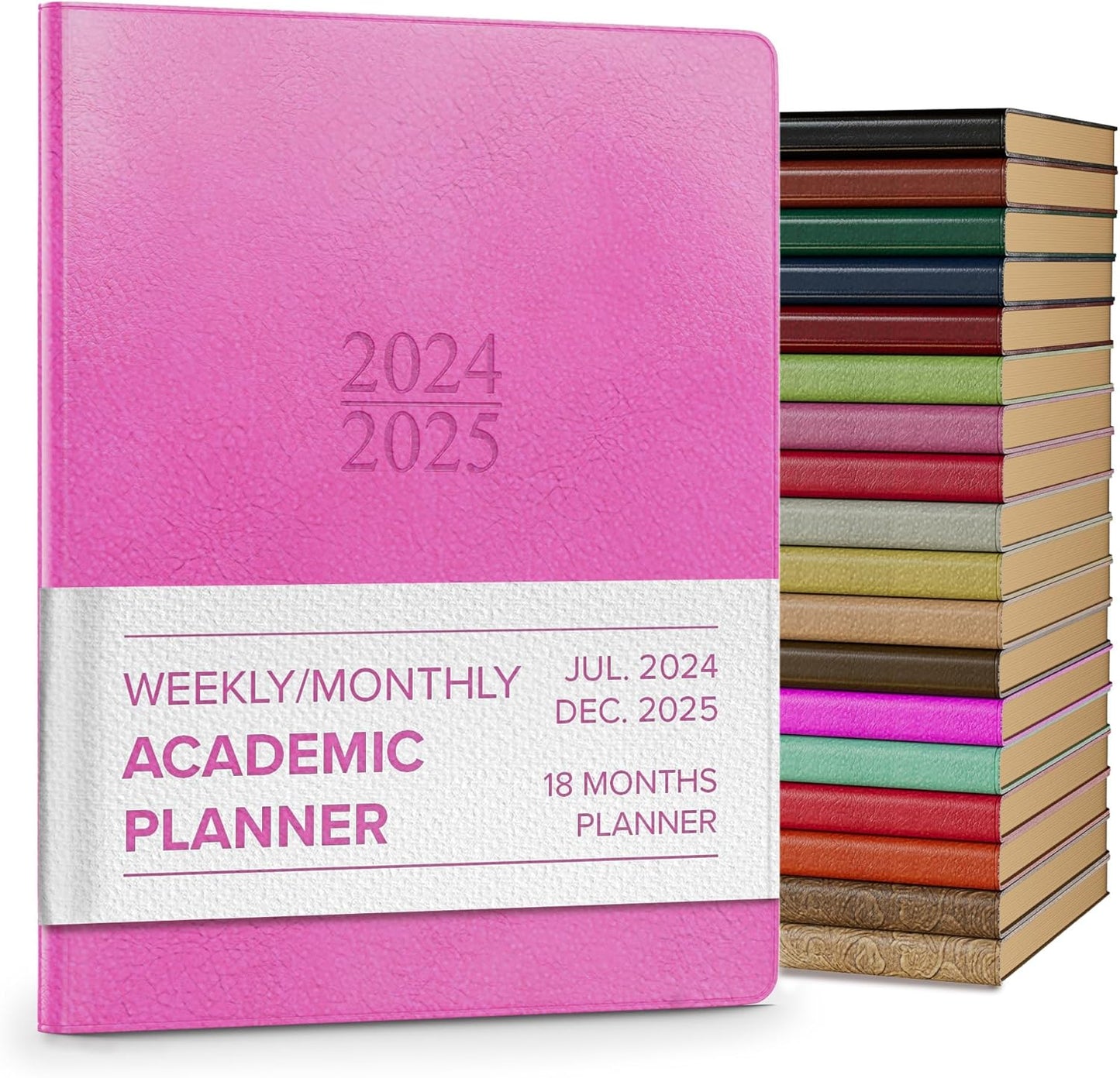 Gallery Leather Academic Planner 2025, Teacher and Student Weekly Monthly Planner, Elegantly Bound Calendar with Gold-Gilded Page Edges, 18 Months - Acadia Hope - 9 x 7 "