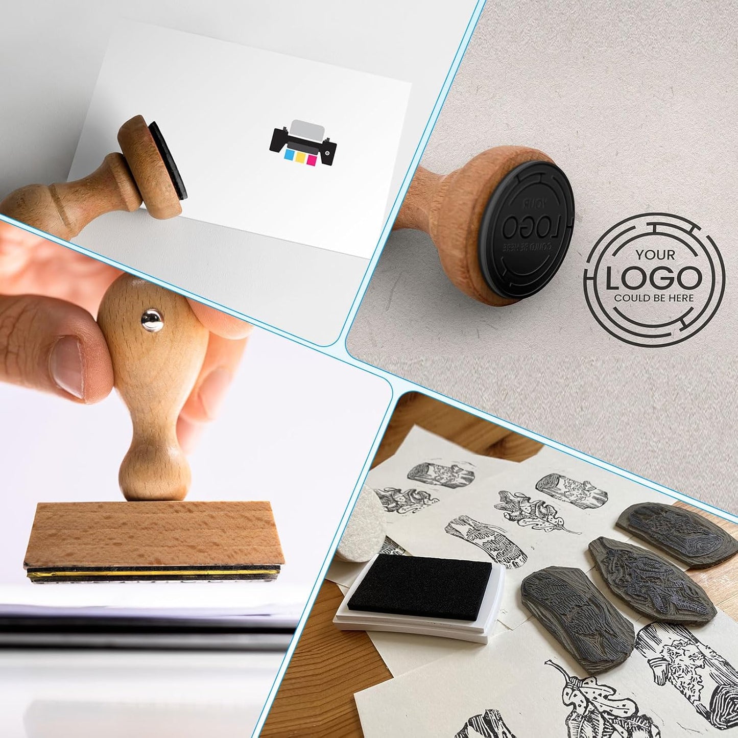 PATIKIL 3"x2" Large Stamp Pad, 2Pcs Washable Craft Ink Pad for Rubber Stamp Card Making Stamping Scrapbook Fingerprint Handprint, Dark Blue/Black