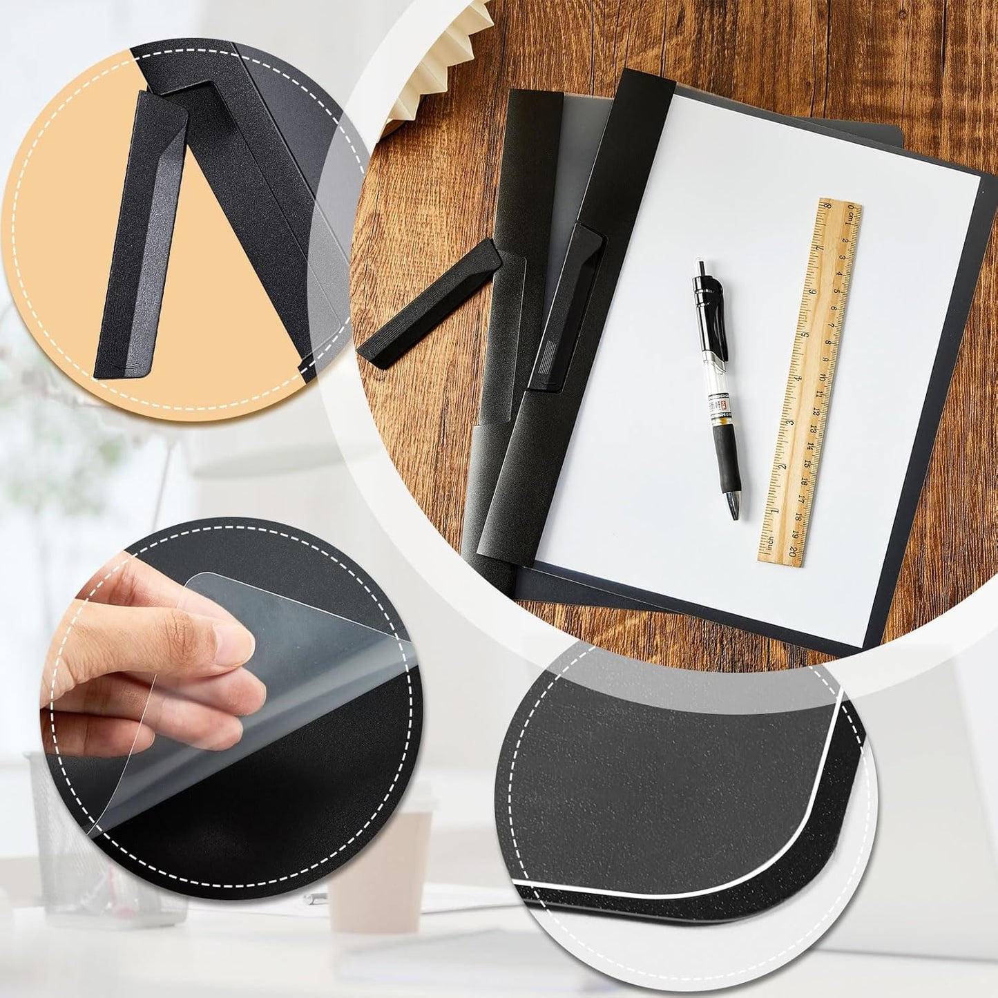 Maitys 25 Pack Clear Report Covers with Clip 11.4 x 9 Inch Presentation Folders Transparent Front Cover Portfolio Folder Resume Folder Interview Report Folders for Letter Size(Black)