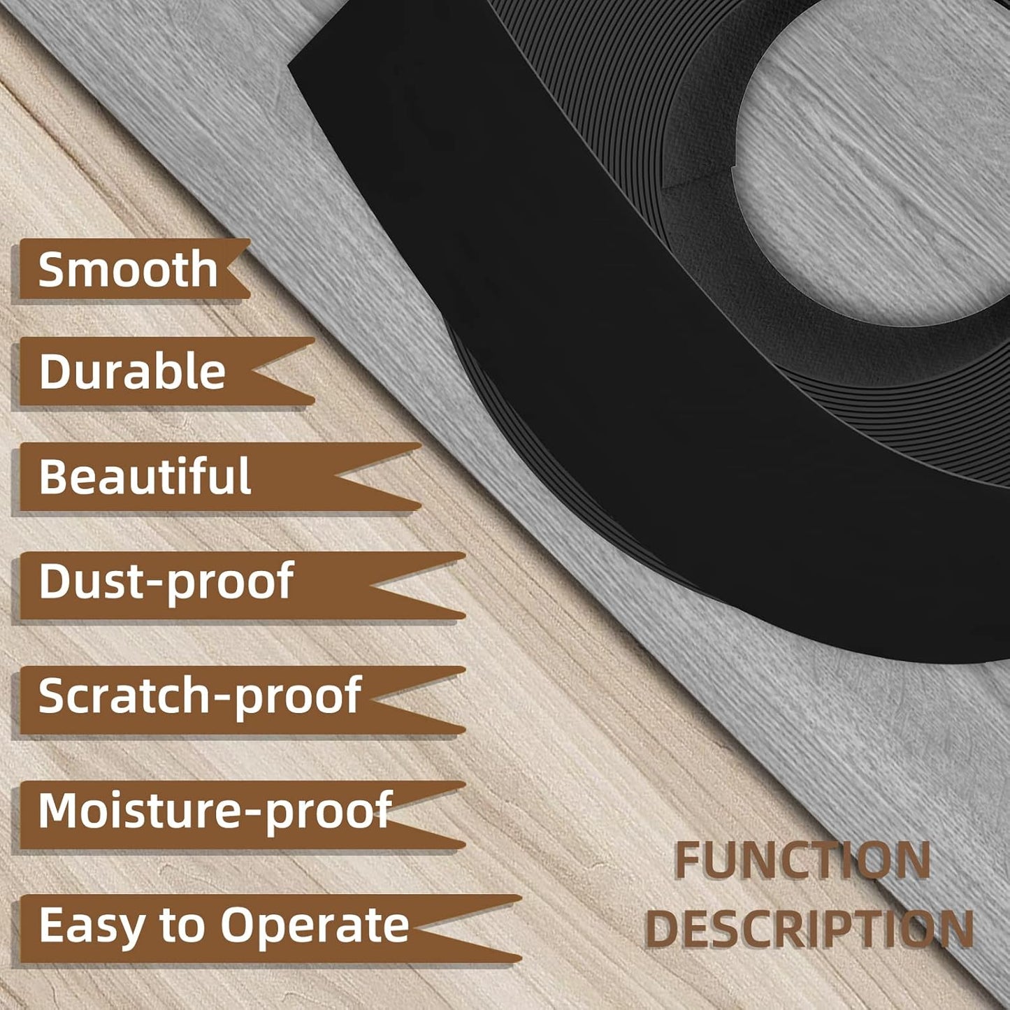 GSCIT Club Black Melamine Edge Banding, 1/2 inch x 25ft Edge Banding with Hot Melt Adhesive Pre-glued Cabinet Edge Banding Flexible Black Veneer Edging for Plywood