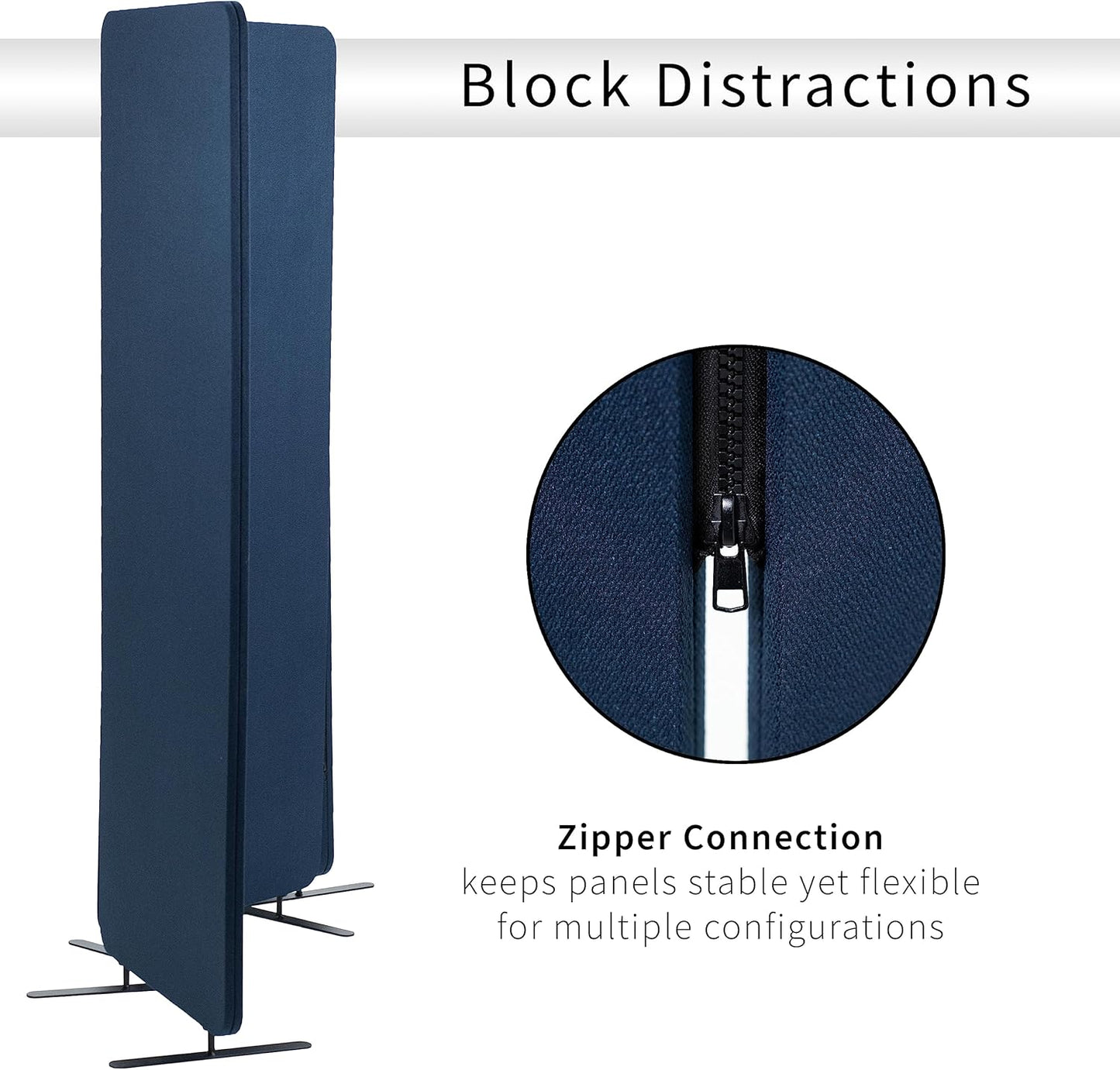 VIVO Freestanding 72 x 66 inch Privacy Panel, Cubicle Divider, Acoustic Wall Partition, x3 24 inch Panels, Navy Blue, PP-3-T072NB