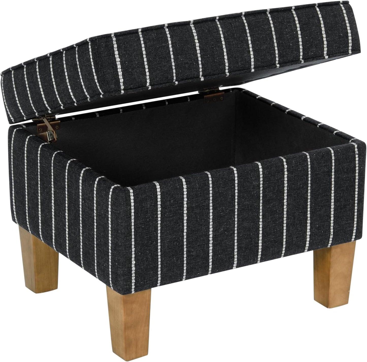 Home Decor | Dinah Collection Modern Storage Ottoman | Ottoman with Storage for Living Room & Bedroom(Black with Boucle Stripe)