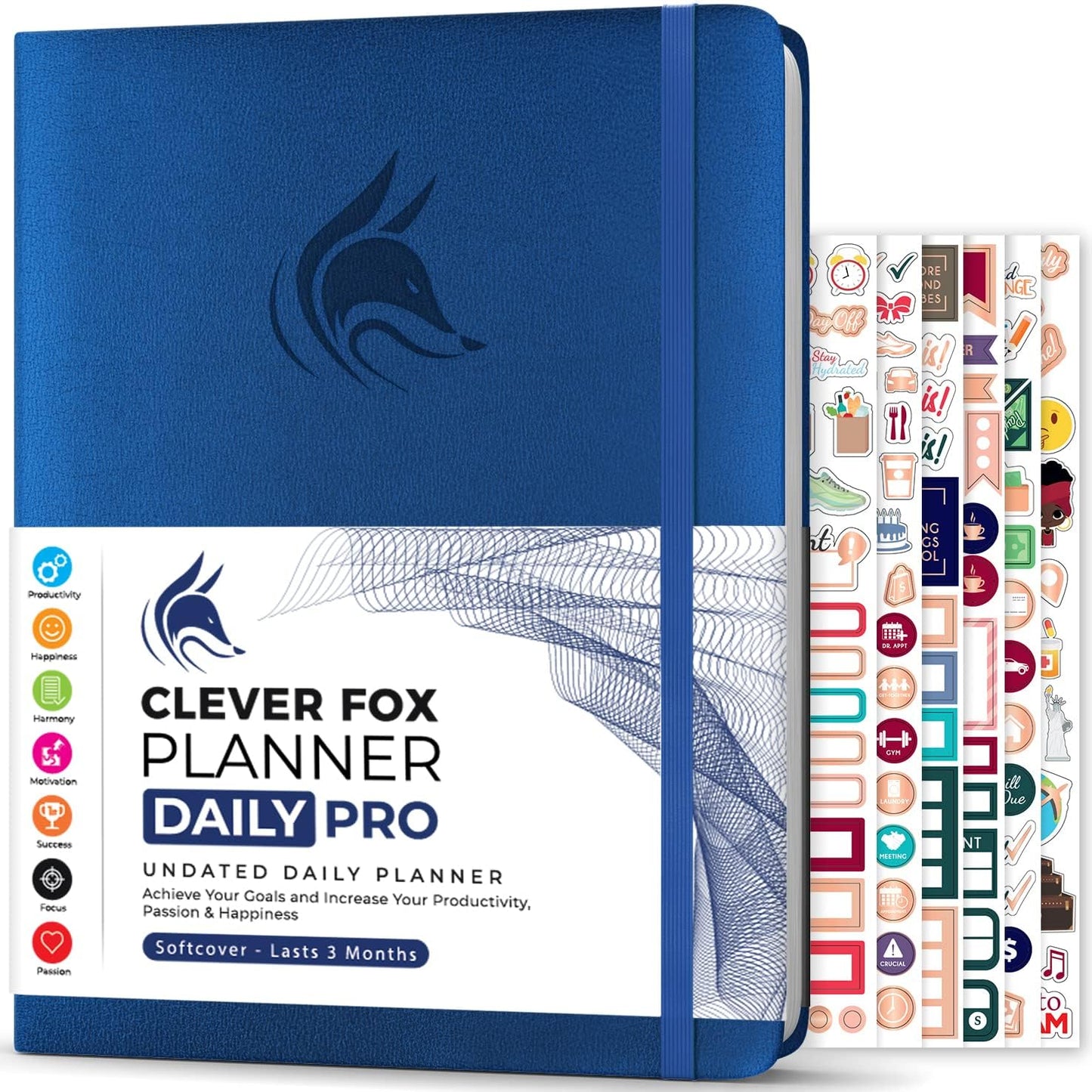 Clever Fox Planner Daily PRO - 8.5 x 11" A4 Size Daily Life Planner and Gratitude Journal to Increase Productivity, Time Management and Hit Your Goals - Undated - Lasts 3 Months (Mystic Blue)