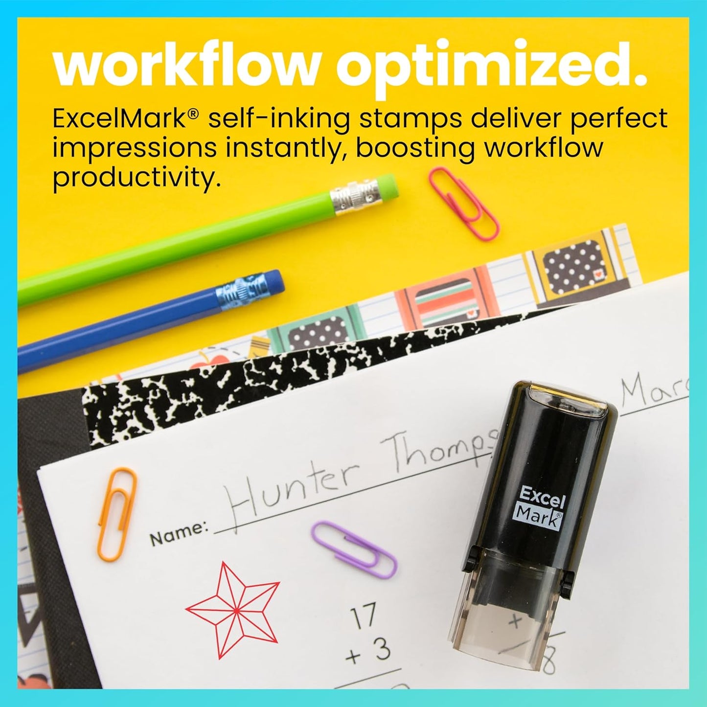 ExcelMark Self-Inking Round Teacher Stamp (Star)