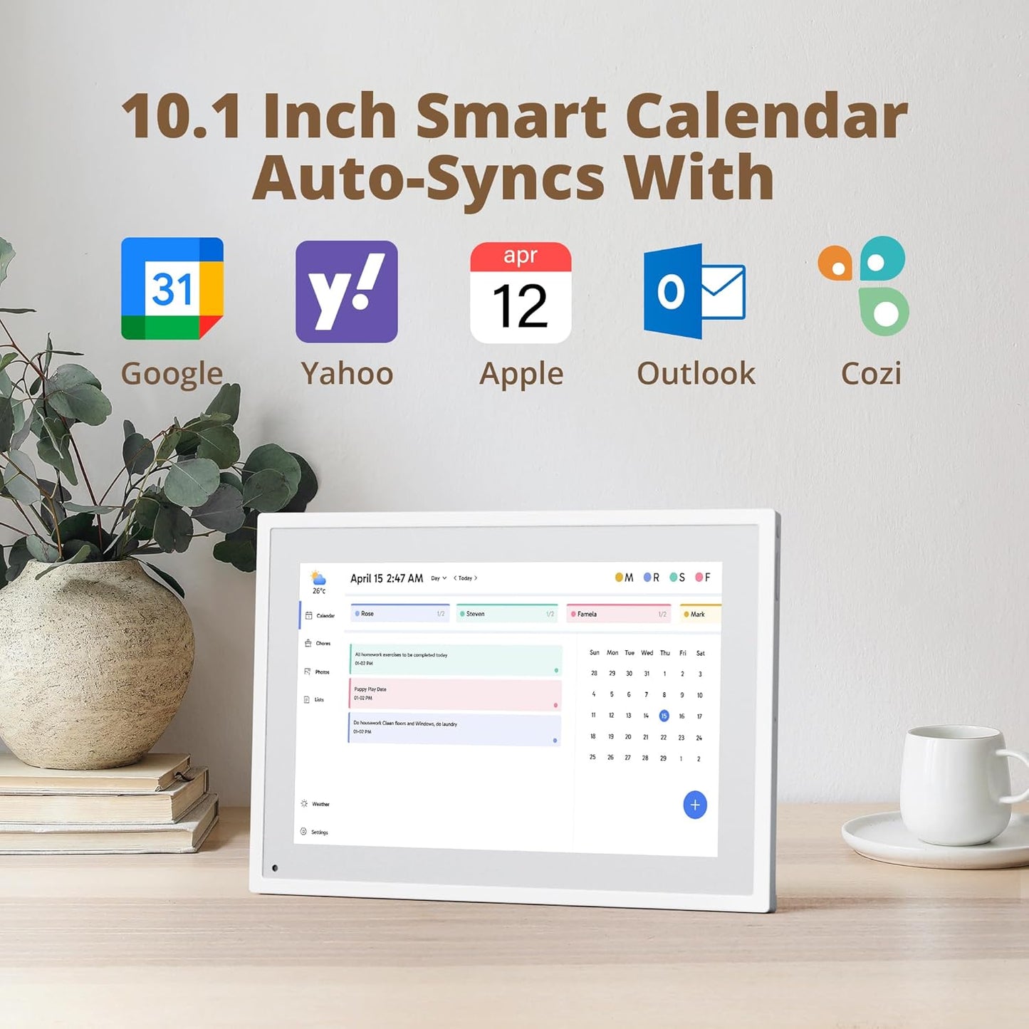 Dragon Touch 10.1 inch Digital Calendar Chore Chart – Interactive Touchscreen, Smart Family Planner, Hearth Display Desk Digital Calendar Seamless Scheduling