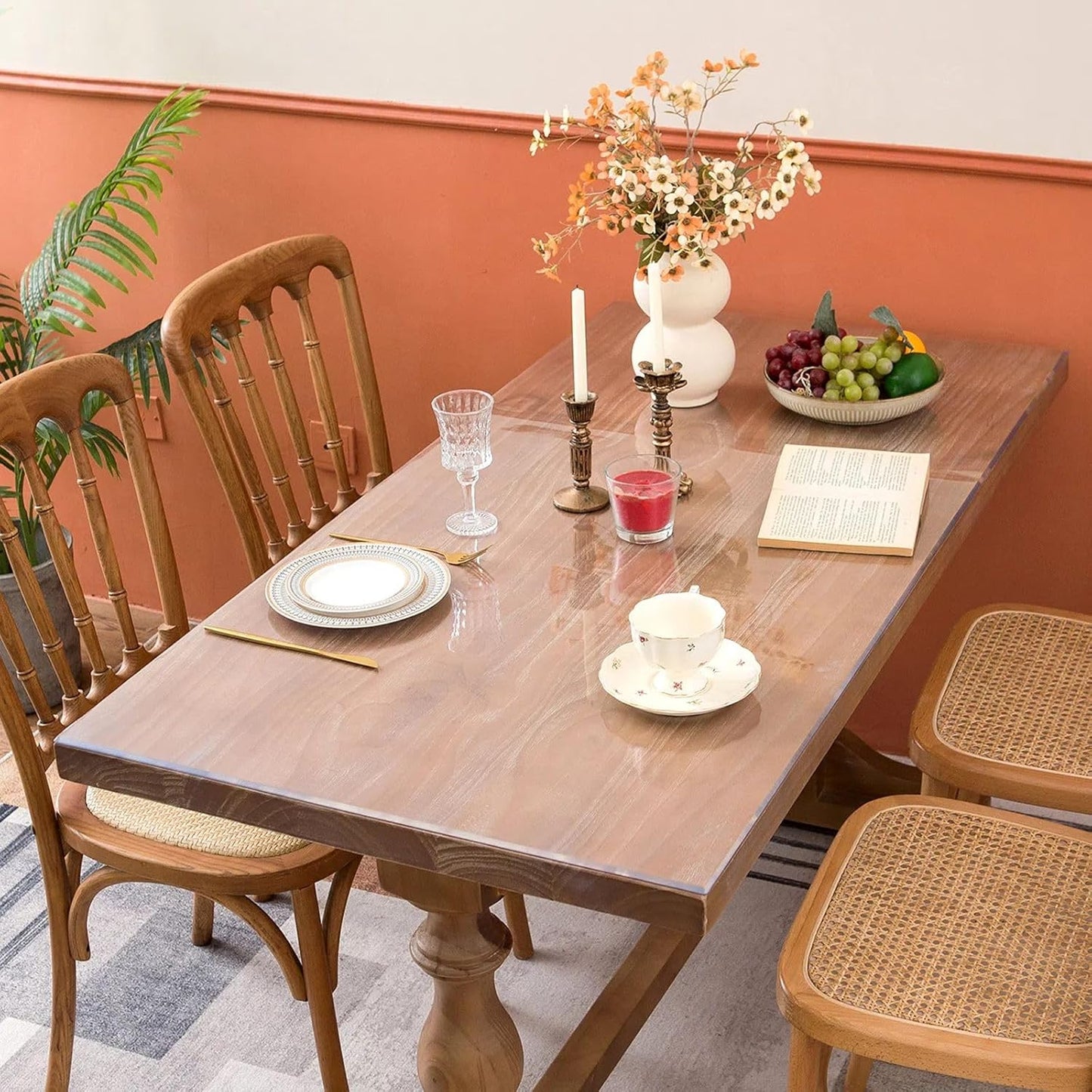 Clear Table Cover Protector, 42 x 60 Inch Table Protector for Dining Room Table, 1.5mm Thick Clear Plastic Table Cover, Table Pad Mat for Kitchen, Writing Desk Pad for Desktop