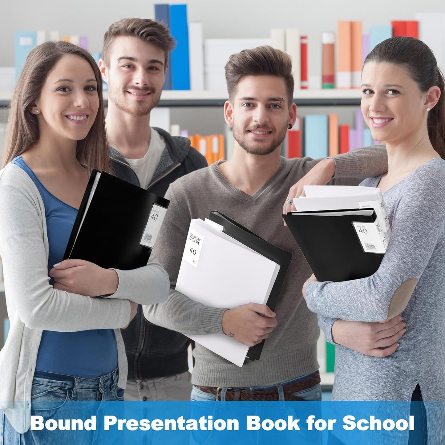 Marspark 6 Pcs Binder with Plastic Sleeves Large 8.5" x 11" Display Presentation Book 40 Pocket 80 Pages Art Portfolio Folder Clear Sheet Protector for Photo Document (Black,White)