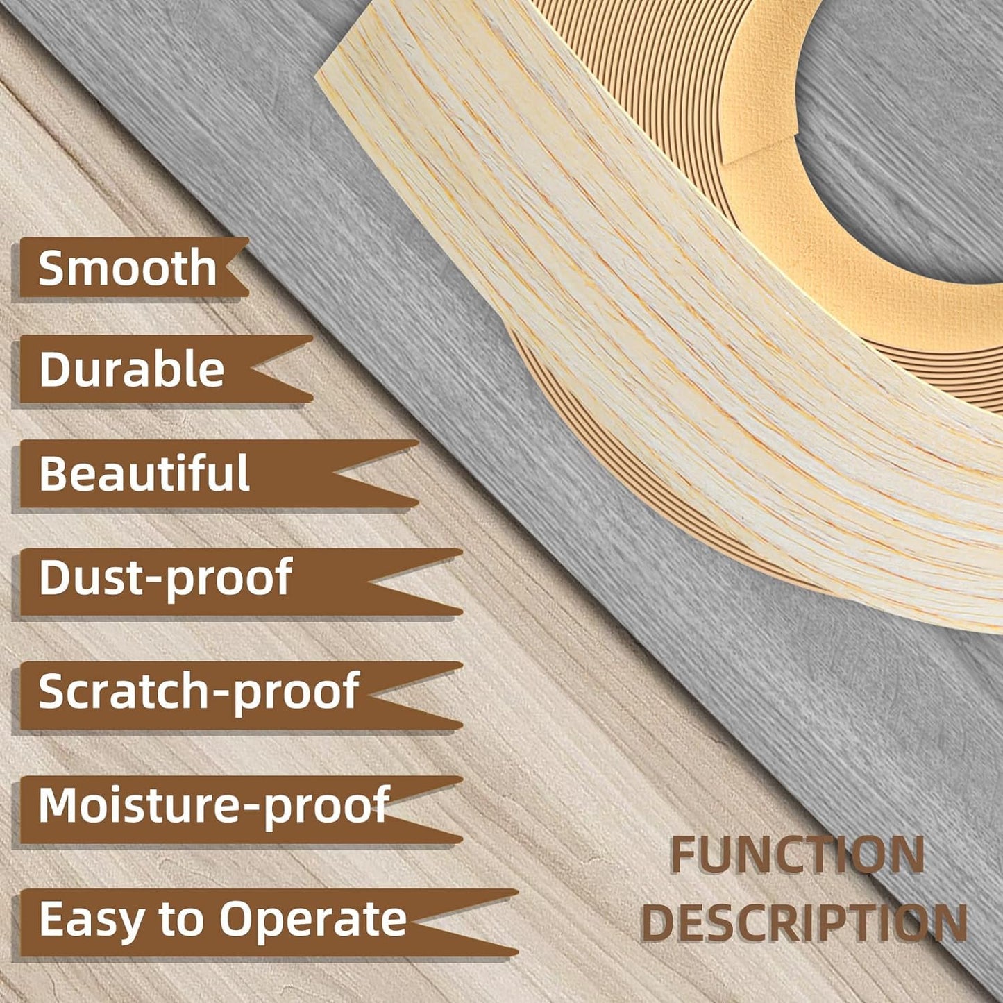 GSCIT Club Oak Edge Banding, 3/4 inch x 50ft roll of Veneer Edge Banding Preglued Flexible, Real Wood Tape Banding