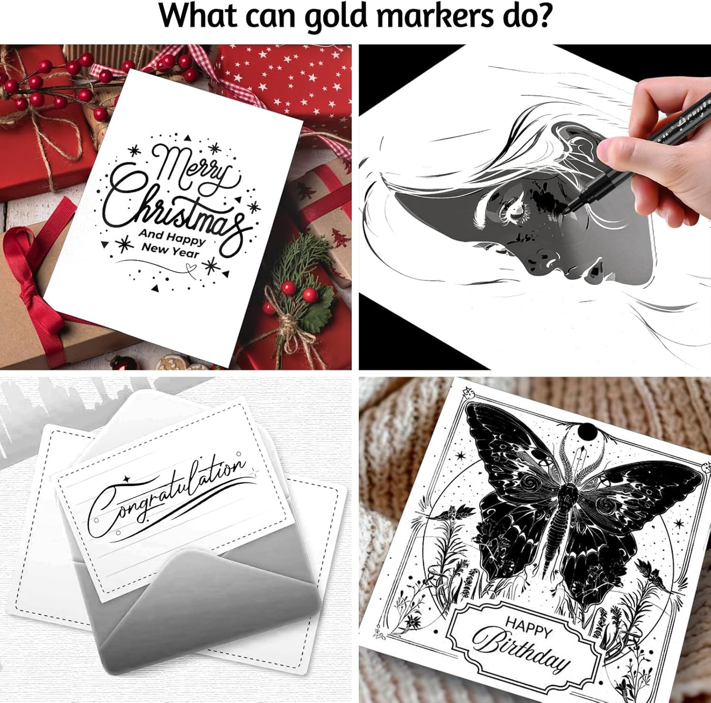 SFAIH Black Paint Markers Pens -4 Pack 0.7MM Fine Tip Acrylic Markers for Rock Rock Painting, Bold Lettering, Poster Making, Labeling, Wood Signs