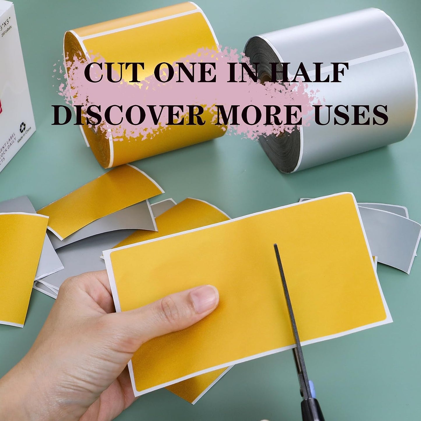 PARLAIM 3 X 5 Inch Rectangle Adhesive Color Coding Stickers,Square Colorful Inventory Stickers -250 Per Dispenser Box(Gold)