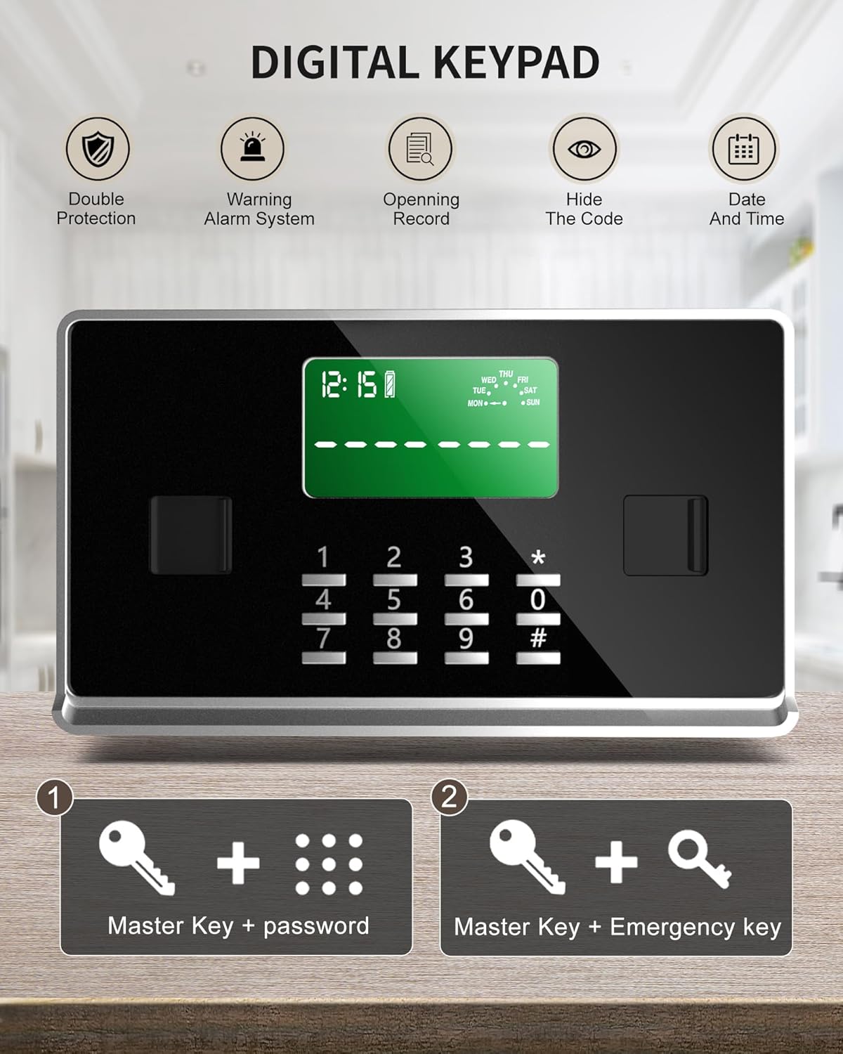 【US STOCK】TIGERKING 11.5 Cubic Feet Extra Large Heavy Duty Safe Box, Home Safe with Double Safety Key Lock and Separate Lock Box, Digital safe with 3 Removable Shelf for Home Hotel Office,180lbs