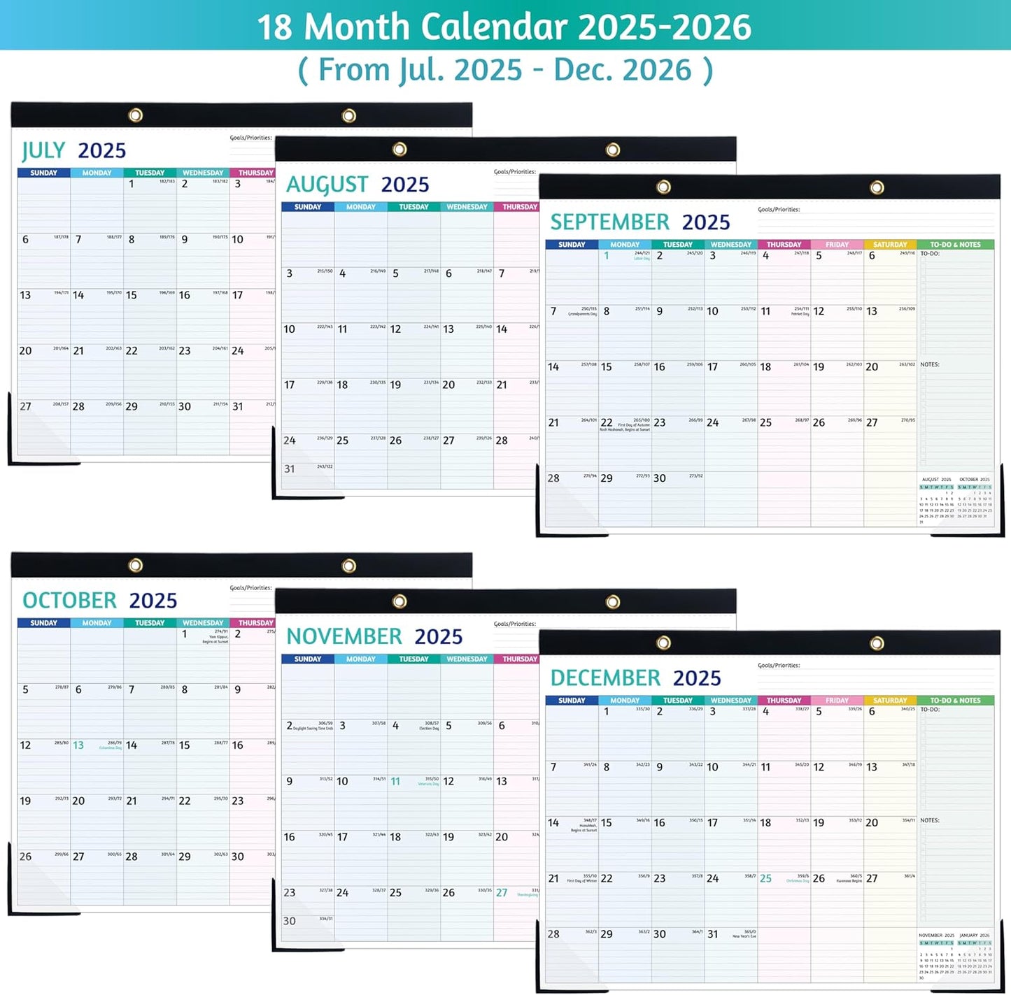 2025-2026 Desk Calendar – Shipped Flat, Large Desk Calendar, 22'' x 17'', Jul 2025 – Dec 2026, 18 Monthly Calendar, Best Desk/Wall Calendar with Desk Pad, To-do Lists, Ruled Blocks, Corner Protectors