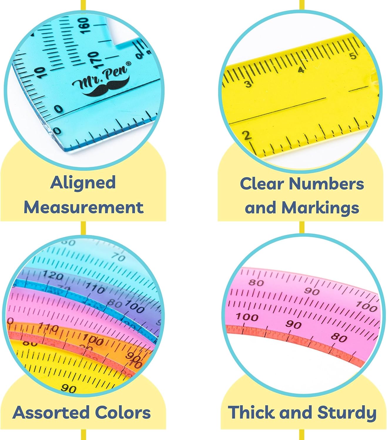 Mr. Pen- Plastic Protractors, 3 Pack, 6 Inch, 180 Degrees, Colorful Protractor for Geometry
