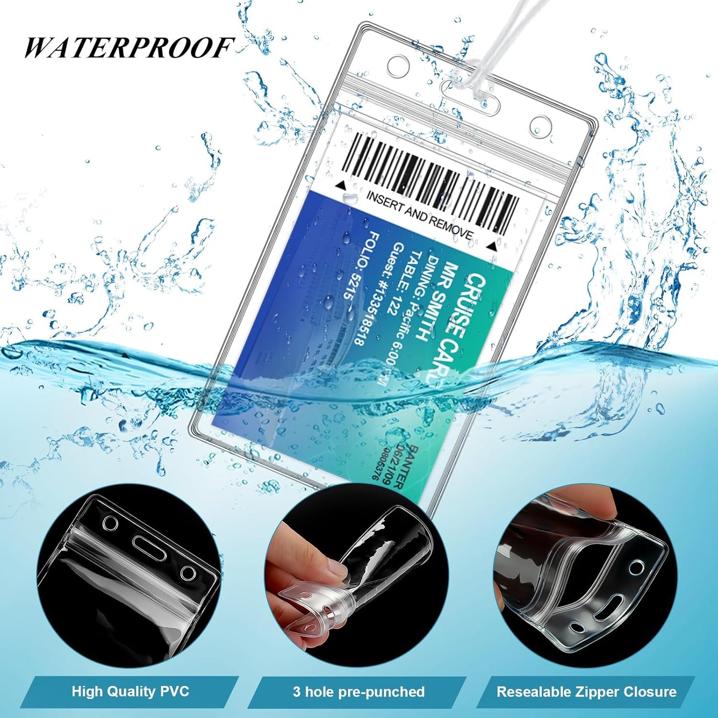 10 Pack Clear Plastic Luggage Bag Tag Holder Badge Label Tag Holder with 10 Pack Luggage Loops Straps for Office Business Travel Supplies