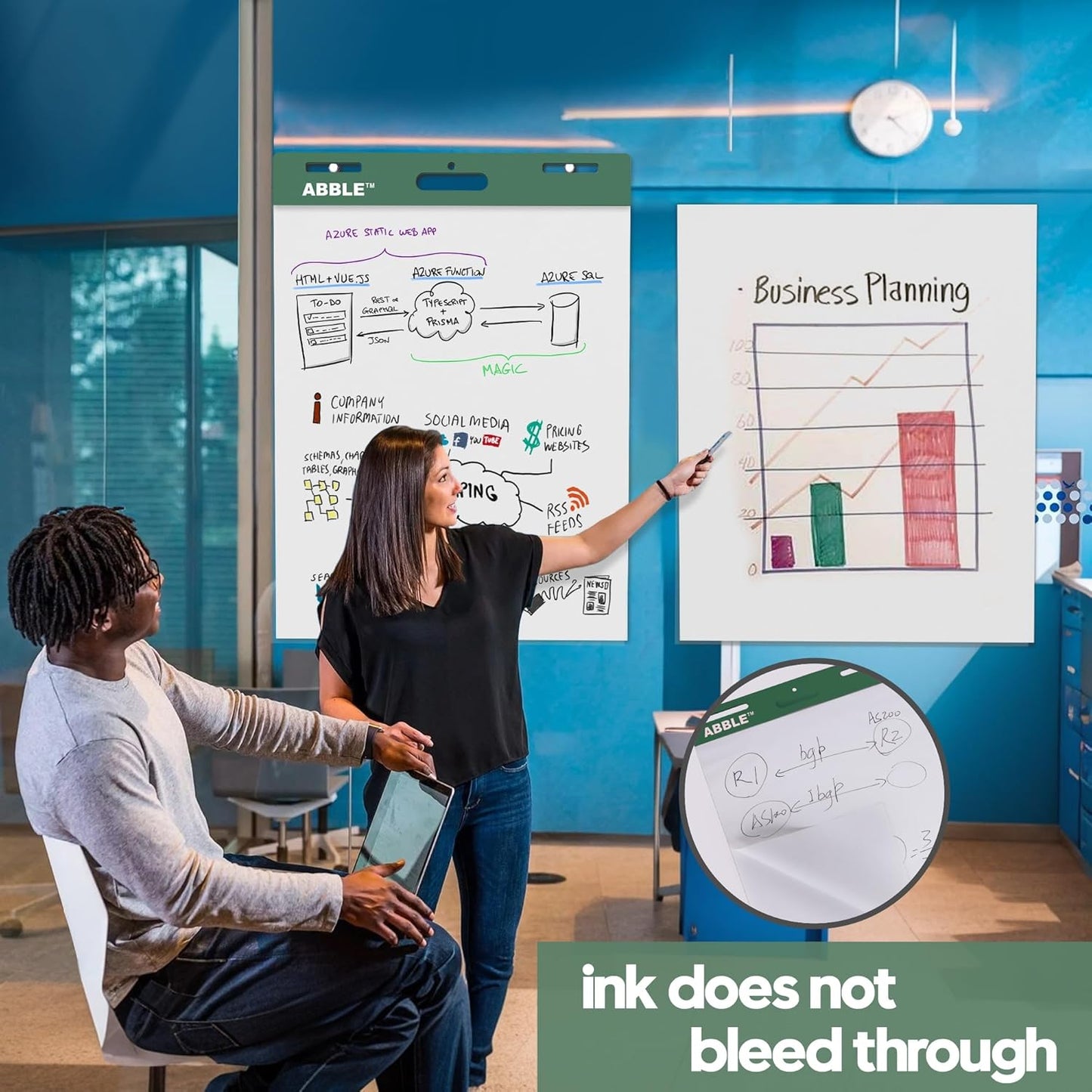 Super Sticky Easel Pad, 25 x 30 Inches, 30 Sheets/Pad, 8 Pads/Pack (Green), Large Self Stick Flip Chart Paper for Whiteboards, Premium White Chart Paper for Teachers, Office, and Classroom Supplies