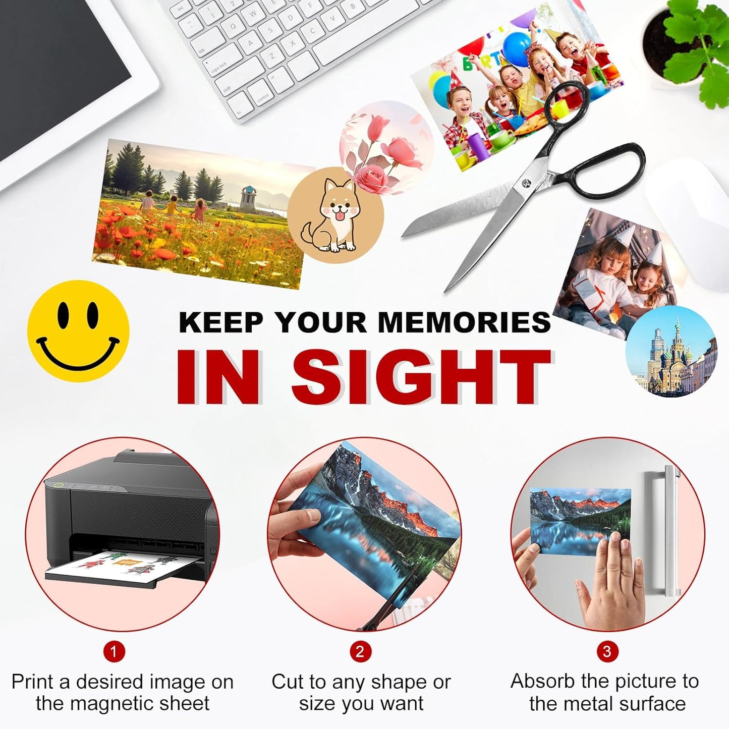 Thaibear Printable Magnetic Sheets 8.5x11 Inch Inkjet, 15 Pack Glossy Flexible Magnetic Paper Sheets for Printer, Magnet Sheets Non Adhesive for Photo, Die Storage and Stickers