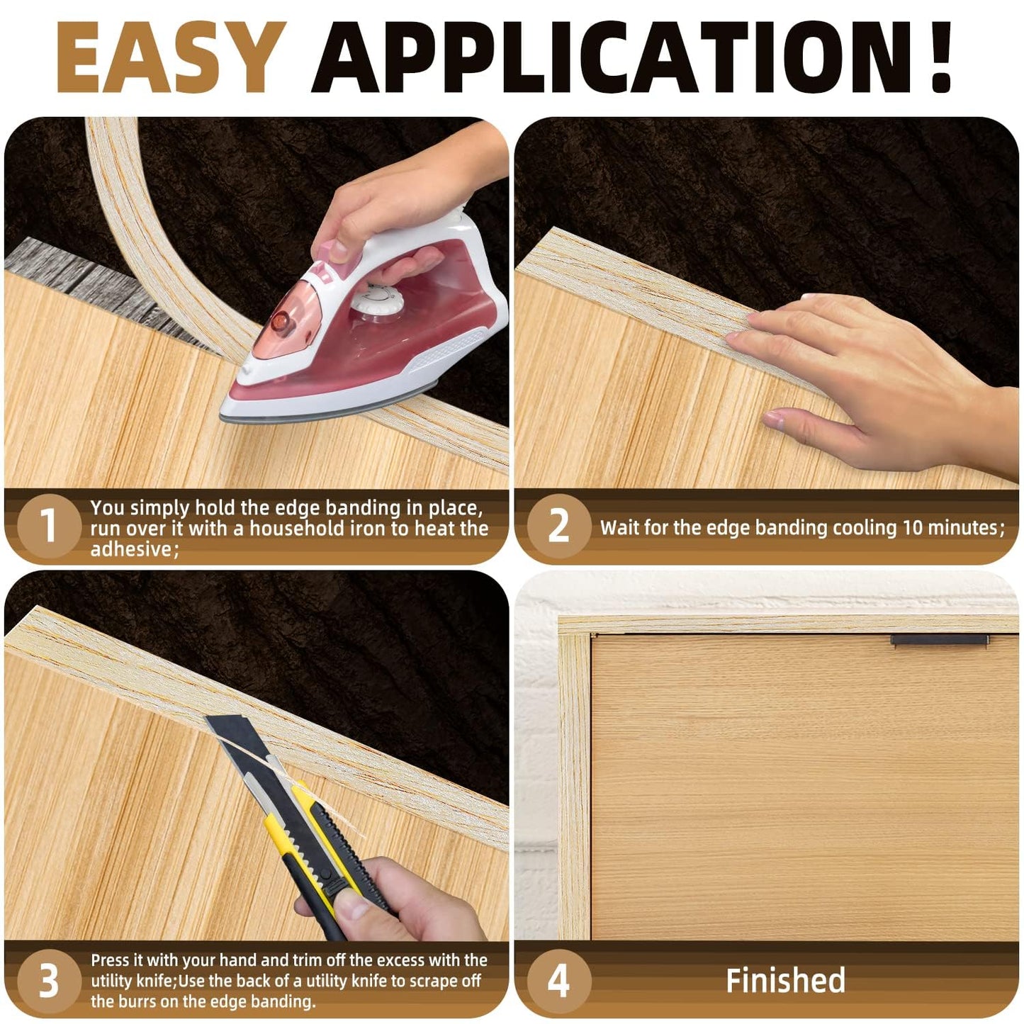 GSCIT Club Oak Edge Banding, 5/8 inch x 500ft roll of Veneer Edge Banding Preglued Flexible, Real Wood Tape Banding Plywood