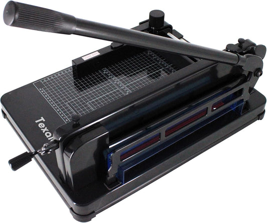 Heavy Duty Guillotine Paper Cutter - 400 Sheets Capacity, A4 12" Stack Paper Trimmer, Steel Base, Black