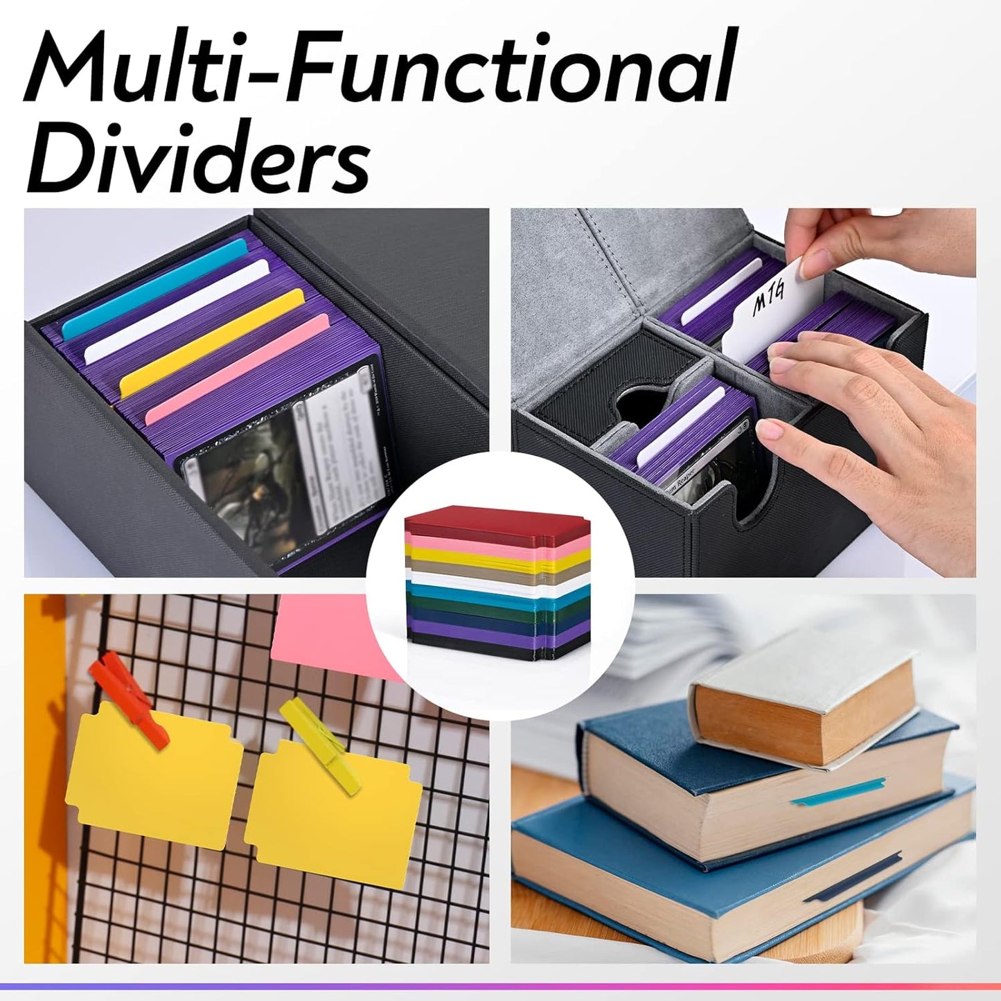 ZLCA Trading Card Dividers, Playing Card Page Dividers with Tabs, Plastic Card Separator for Storage Box Folder Record Baseball Games Sports Card 2.75 x 3.76 Inch (100, Corlorful)