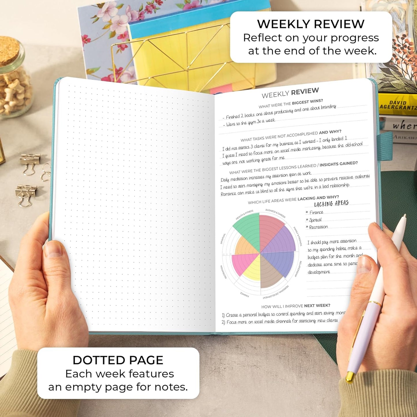 Clever Fox Planner Daily Premium – Undated Daily Planner with Hourly Schedule, Personal Organizer, Productivity Journal, 6 Months (Aquamarine)