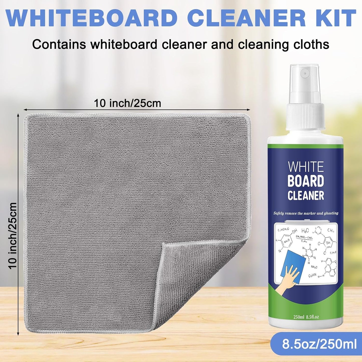 8 Pack Whiteboard Cleaner Spray 8.5oz Dry Erase Board Cleaner with 6 Cloths Non Toxic Dry Erase Cleaner Removes Stubborn Marks from Whiteboards