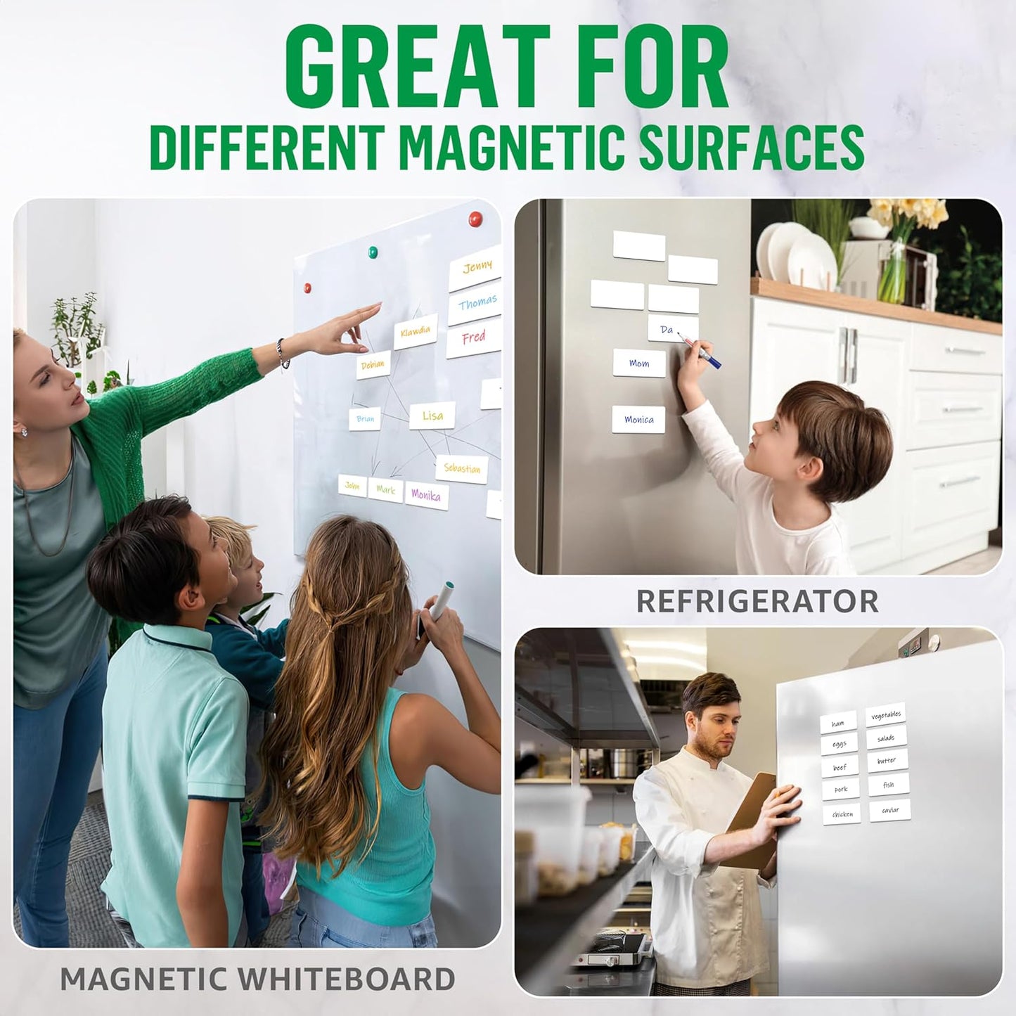 100 Pack Dry Erase Magnetic Labels 2x4 in - Magnetic Name Tags for Classroom Lockers School Bus - Classroom Magnets for Names - Magnet Labels for Whiteboard Magnet Names Plates for Classrooms Blanked