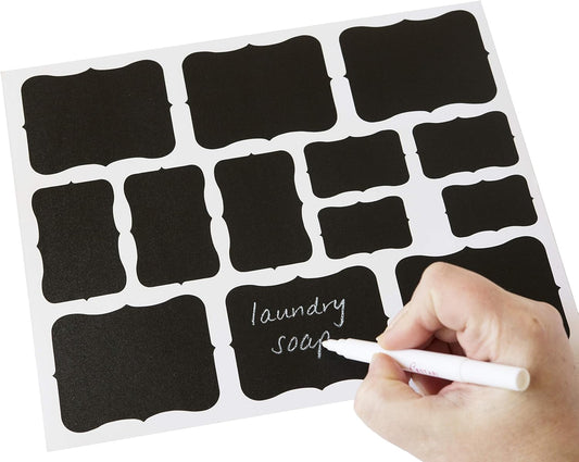 Chalkboard Labels - Chalk Labels by Cestari Kitchen - Set of 52 Assorted Premium Reusable Decorative Blackboard Stickers for Stylish Organization, Wedding Decorations, and Craft Projects