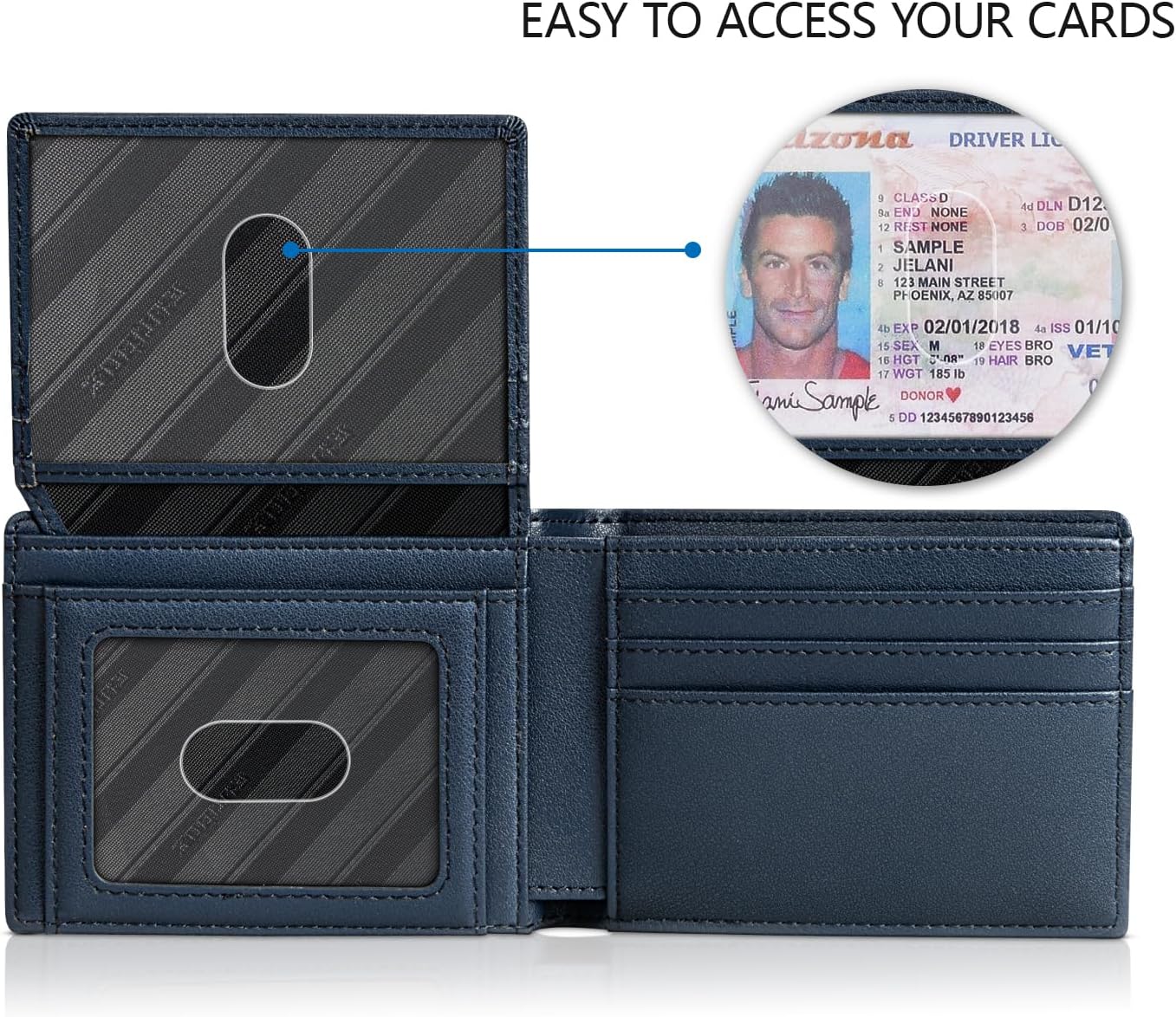 RUNBOX Wallet for Men Slim Rfid Leather 2 ID Window With Gift Box