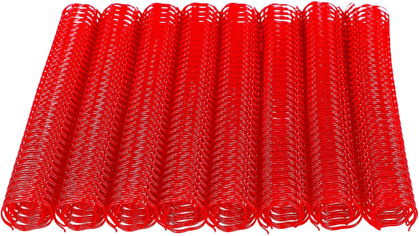 100 Pack Double Loop Wire Binding Spines, YolieraArt Wire Binding Spines, 7/16 Inch Binding Wire for Letter Size (80 Sheet Capacity, 100P, 3:1 Pitch, Red)