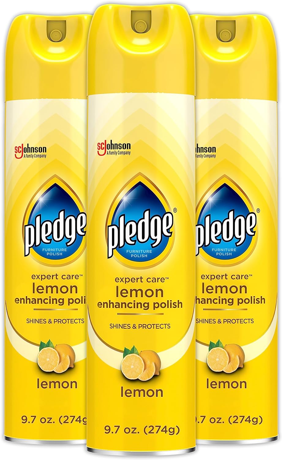 Pledge Enhancing Polish, Furniture & Wood Spray, Lemon Scent, 9.7oz (Pack of 3)