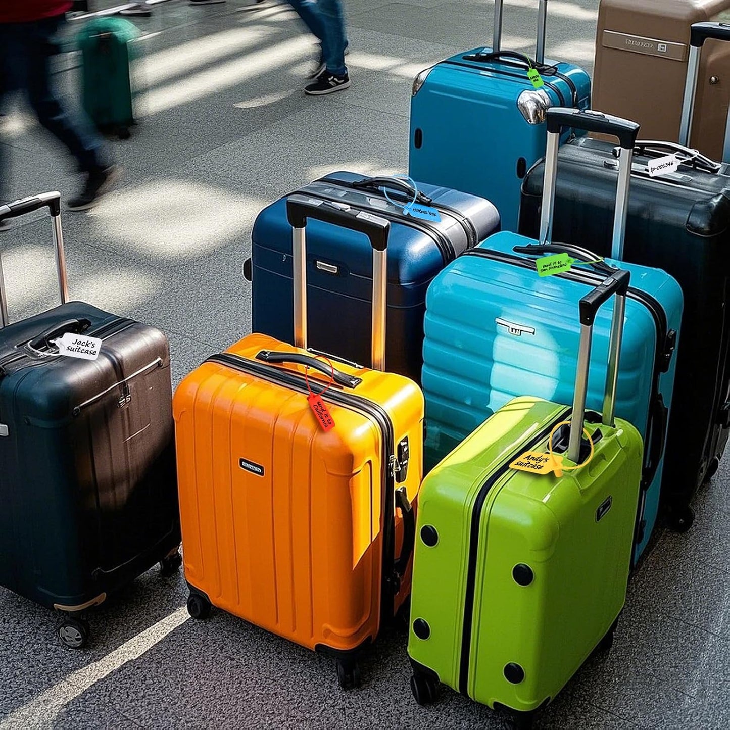 50 Blank Plastic Tags for Labeling Waterproof Hanging Labels Writable Tags Seal Plastic Marking Label for Clothes Bags Keys Inventory with One Marker Pen (Mixed 5 Color)