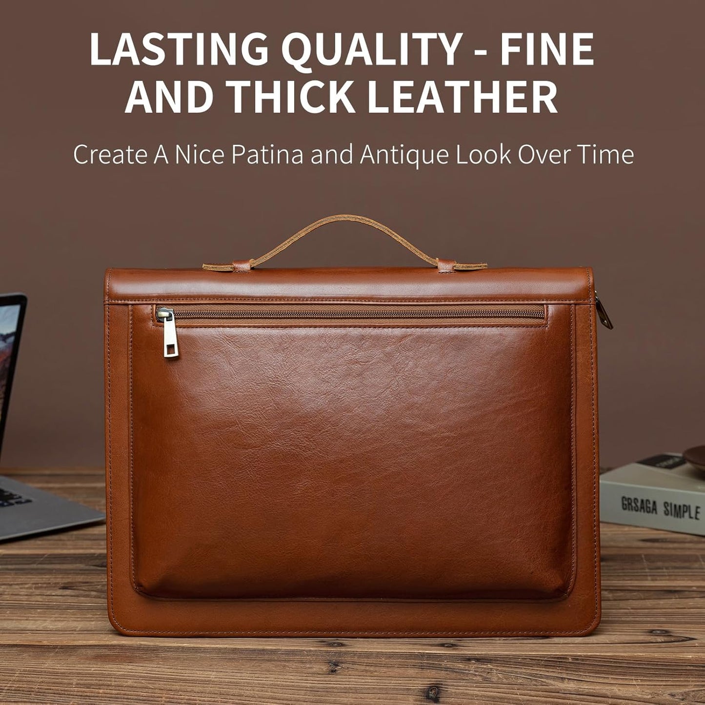 Handmade Vintage Crazy Horse Leather Portfolio Letter (A4) Size Notepad,Business Organizer Padfolio with Handle, for iPad Pro/Microsoft Surface Pro/13 inch Tablet (Custom,Oil Wax-Brown)