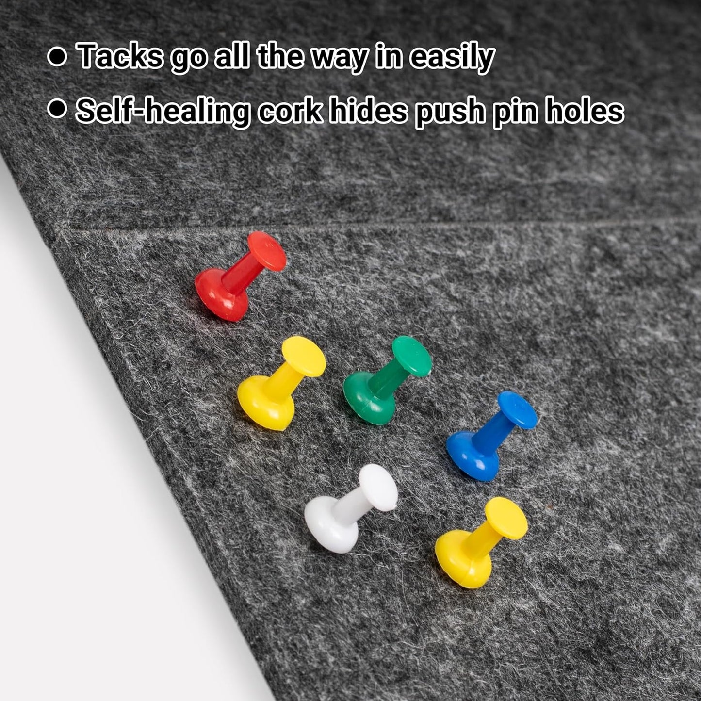 AKTOP Cork Board Bulletin Board 24"x36", 6 Pack Removable Felt Cork Board Tiles for Wall, Large Corkboard Notice Pin Board for Office, School & Home,24 Safe Adhesive Tabs, 20 Push Pins, Dark Grey